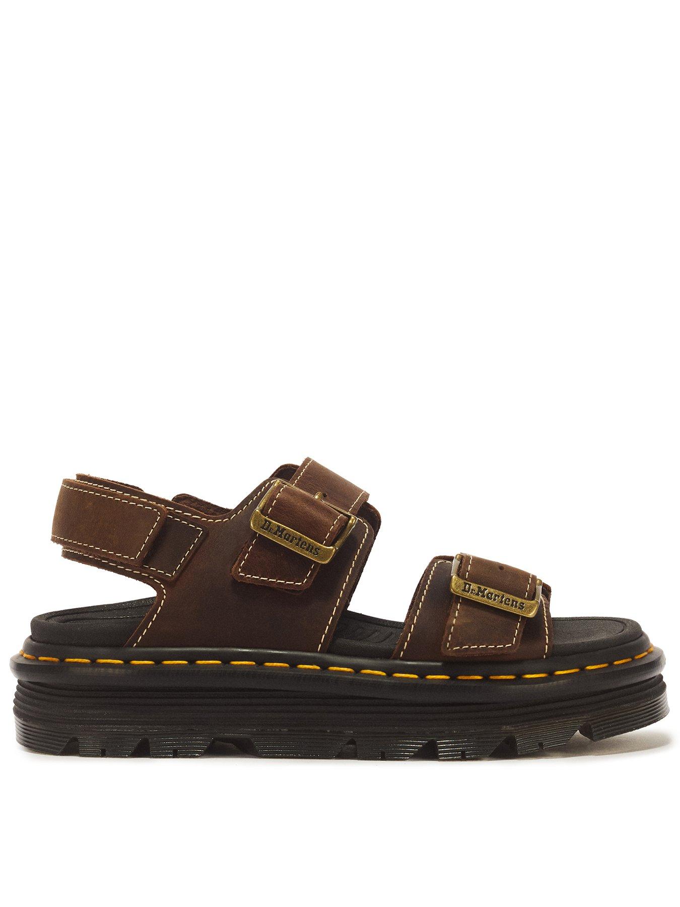 Dr Martens Zebzag Nubuck Platform Sandals - Sepia Brown