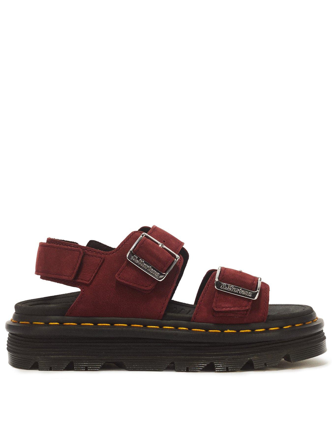 Dr Martens Zebzag Nubuck Platform Sandals - Cherry Red
