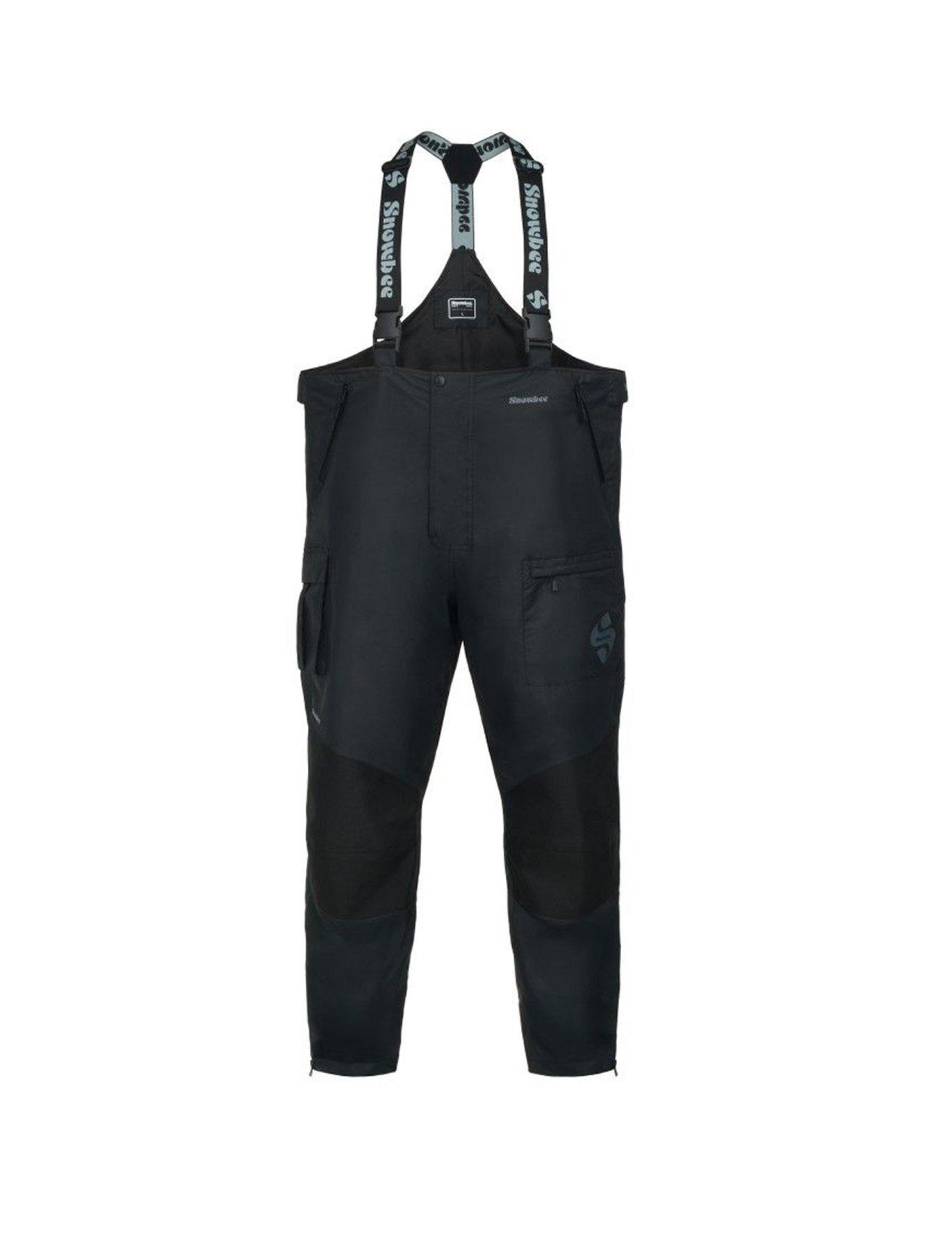 Snowbee Classic Fishing Over Trousers Black Waterproof Breathable Bib and Brace Angling Trousers with Reinforced Panels and Adjustable Fit