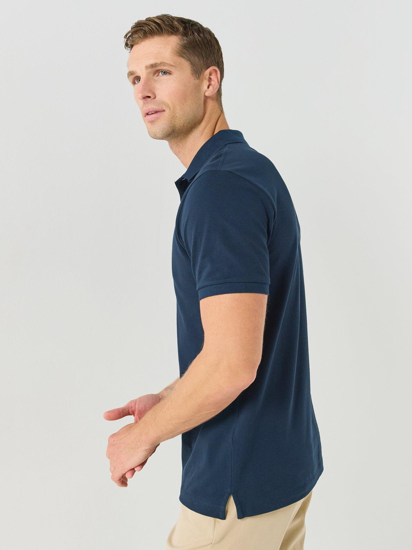 Image 4 of 6 of Hackett Mens Regular Fit Small Logo Polo Shirt - Navy