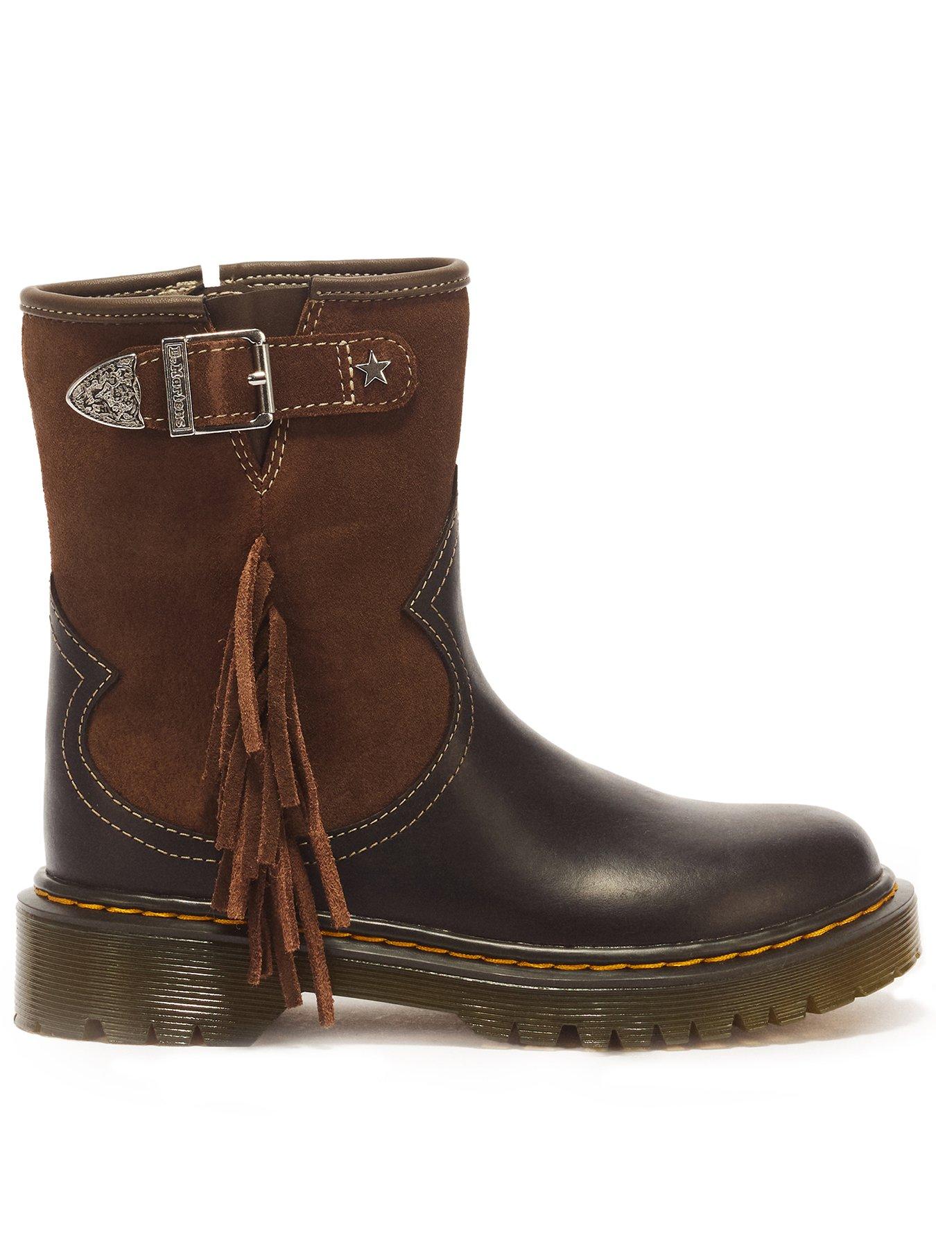Dr Martens Genaya Rodeo J Rigger Republic Bronx Suede Boots - Dark Brown