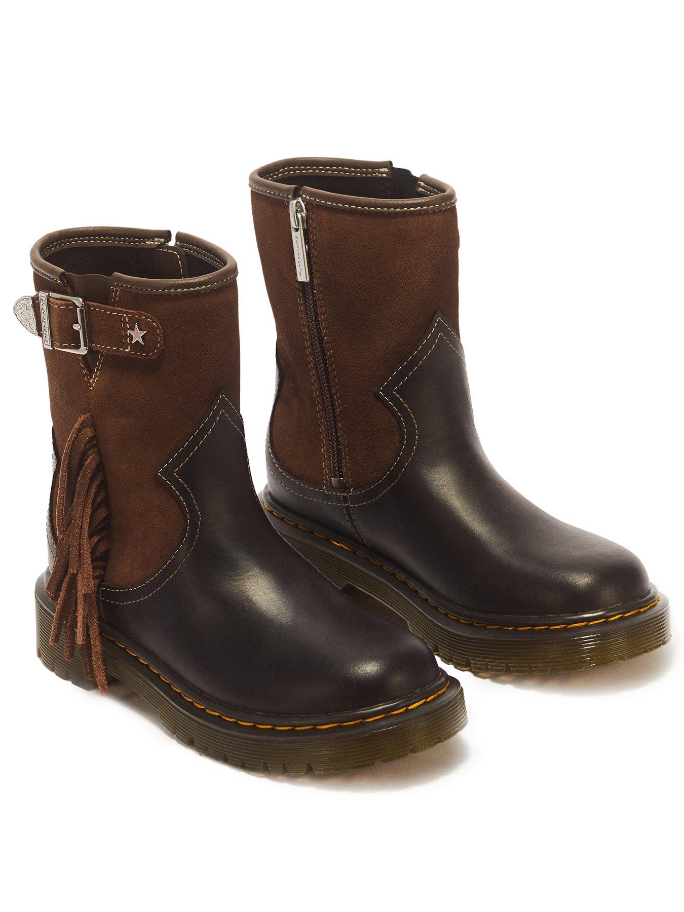 Image 2 of 7 of Dr Martens Genaya Rodeo J Rigger Republic Bronx Suede Boots - Dark Brown