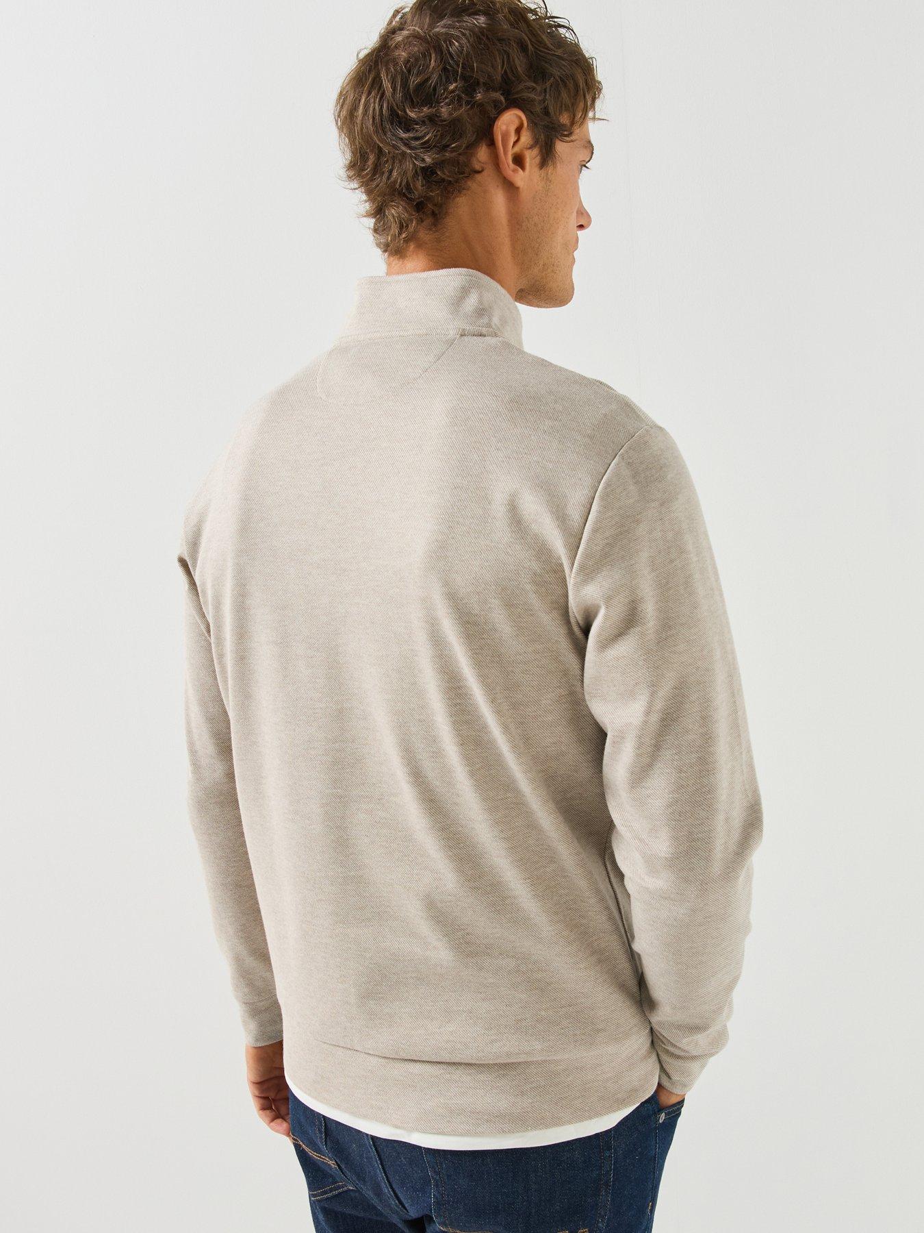 Image 2 of 6 of Hackett London Twill Jacquard Placket Button Neck Sweatshirt - Beige