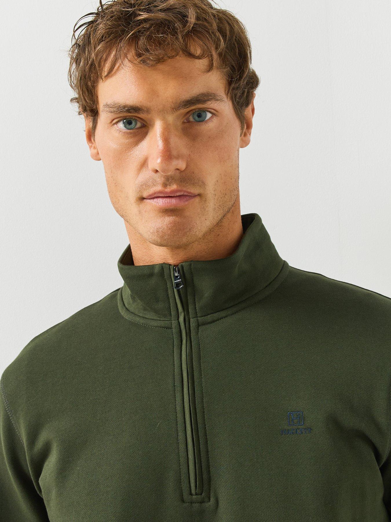Image 4 of 5 of Hackett Heritage H Small Logo Half Zip Sweatshirt - Dark Green