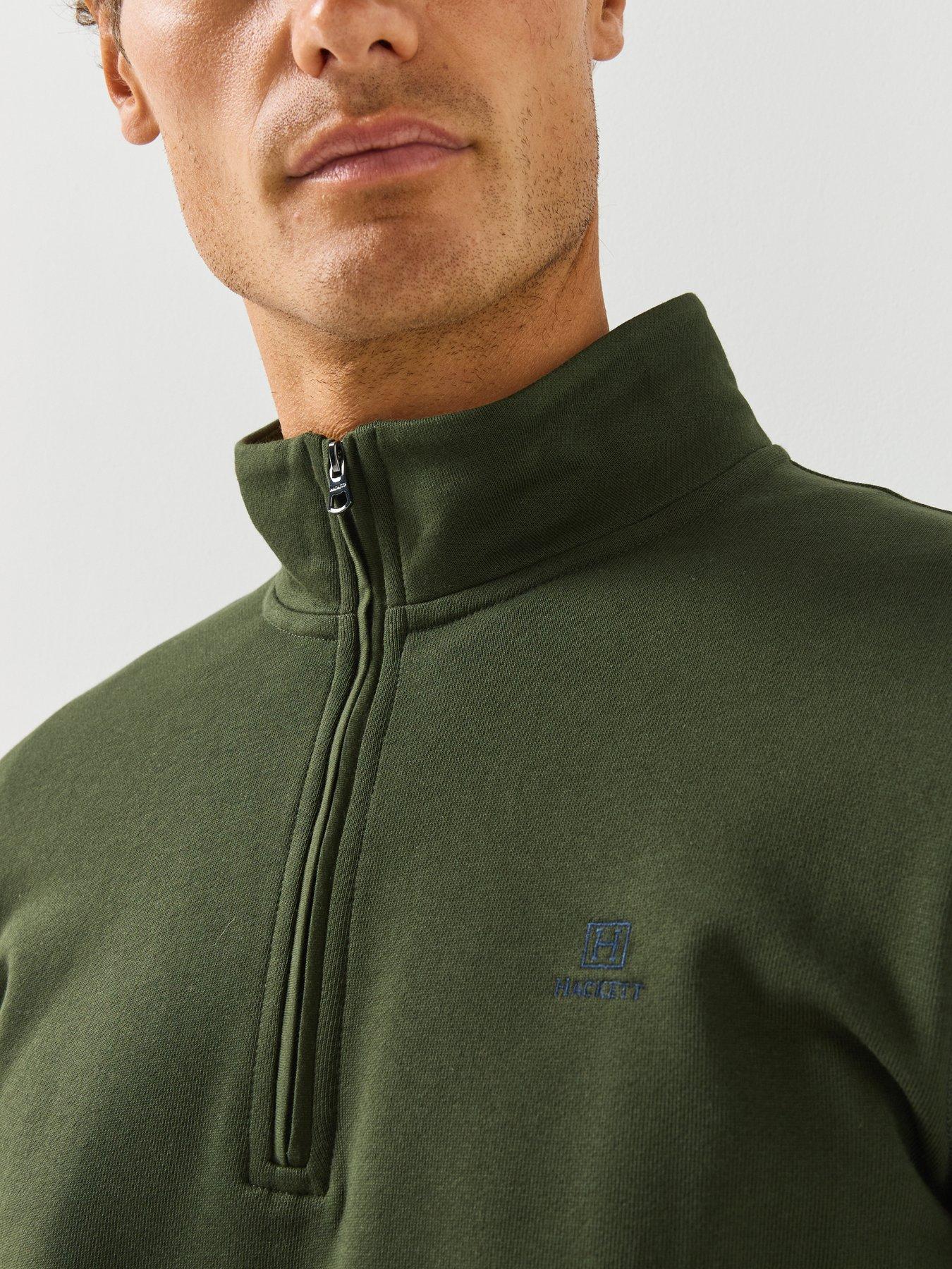 Image 5 of 5 of Hackett Heritage H Small Logo Half Zip Sweatshirt - Dark Green
