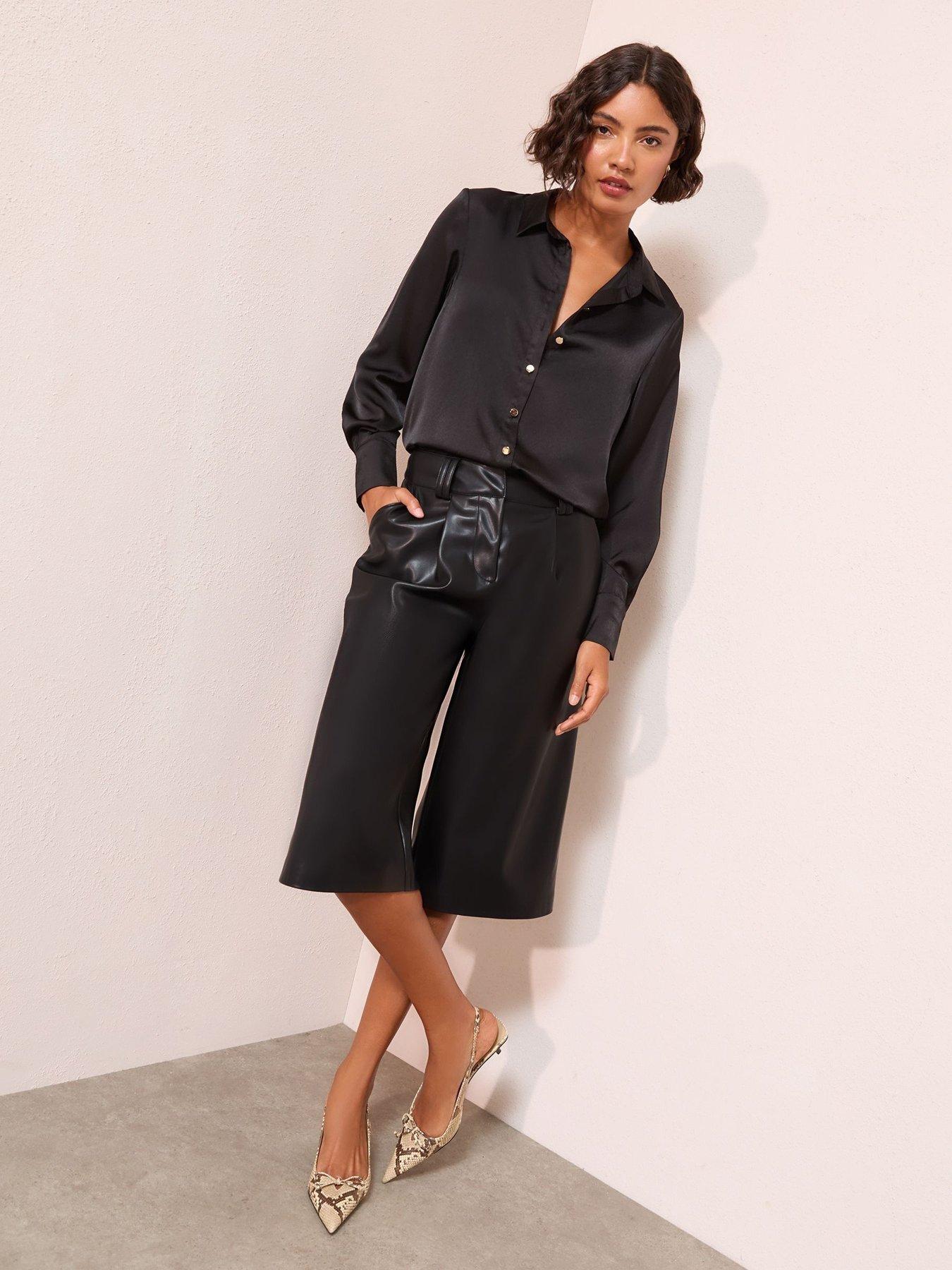 Image 3 of 4 of Friends Like These Black Satin Button Through Shirt