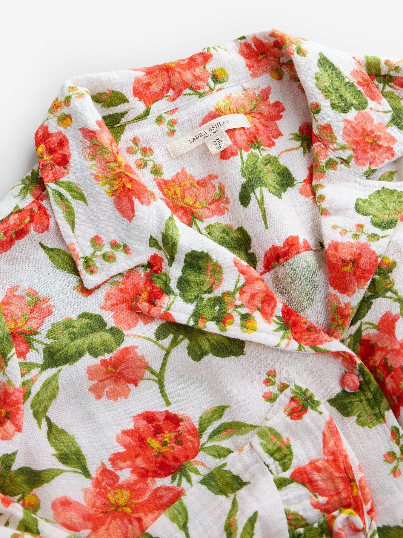 Image 5 of 7 of Laura Ashley Romilly Ruffle Button Through Pyjamas - Orange