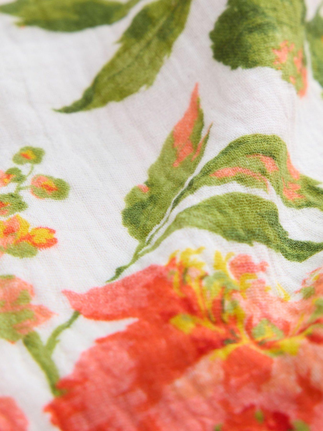Image 7 of 7 of Laura Ashley Romilly Ruffle Button Through Pyjamas - Orange