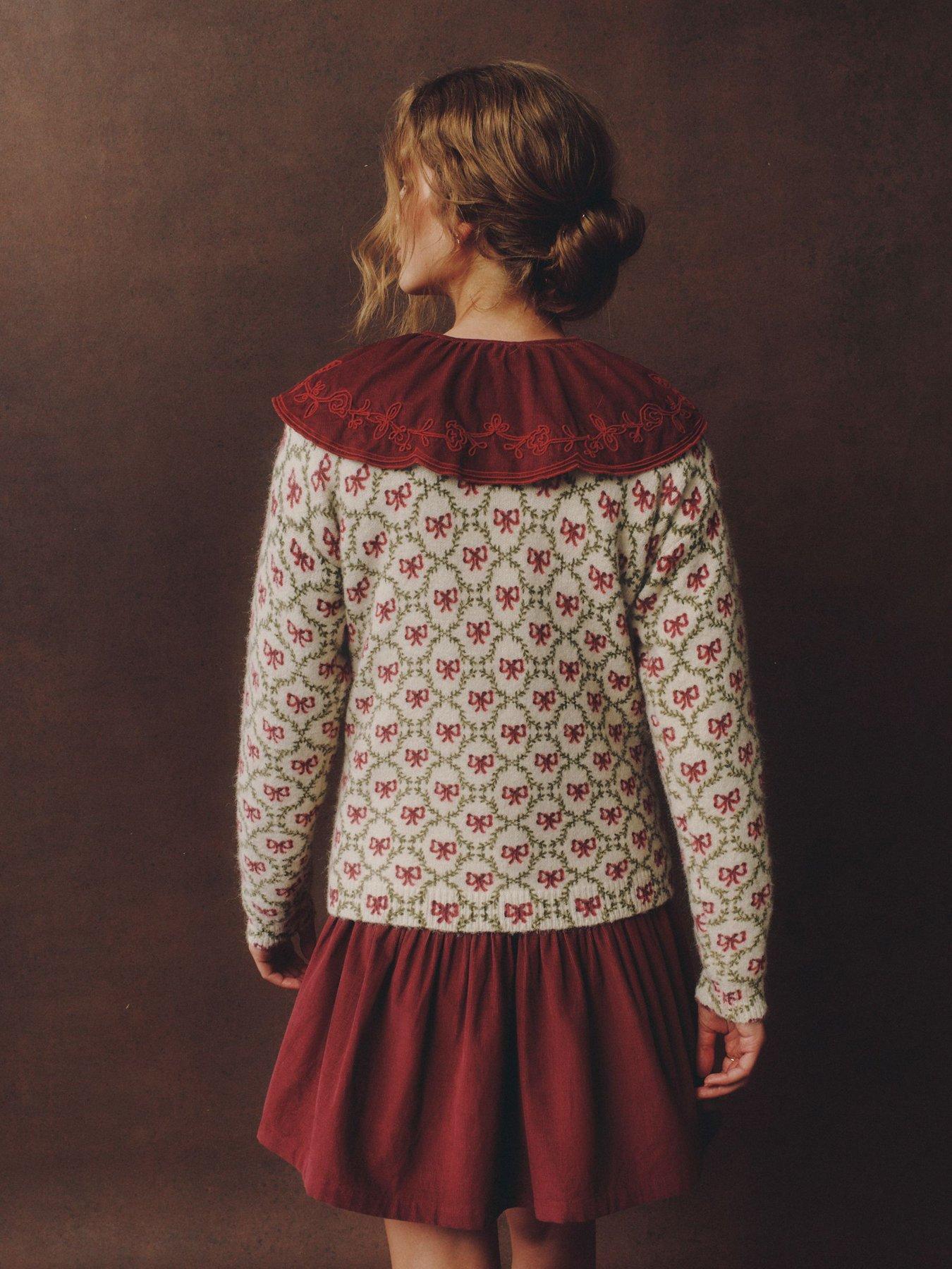 Image 2 of 5 of Laura Ashley Christmas Bow Jumper - Beige