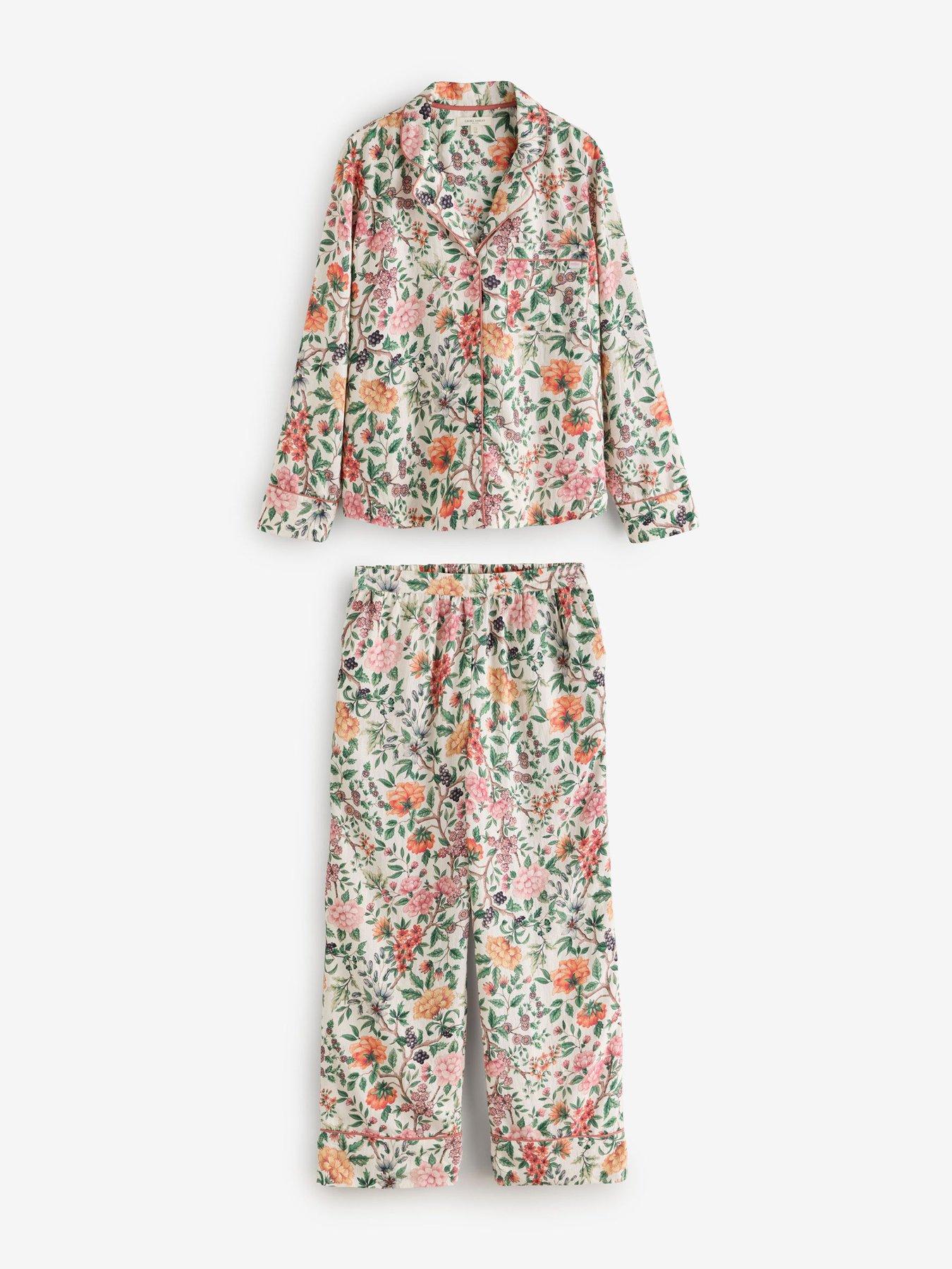 Image 6 of 6 of Laura Ashley Womens Ellenbrook Satin Stripe Button Through Pyjamas - Multi