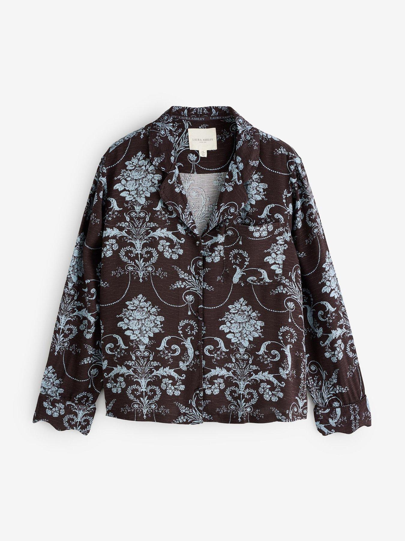 Image 5 of 7 of Laura Ashley Blue/brown Josette Button Through Pyjamas