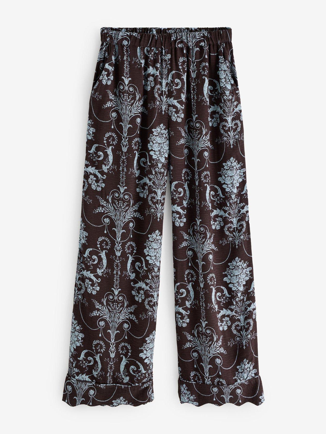 Image 6 of 7 of Laura Ashley Blue/brown Josette Button Through Pyjamas