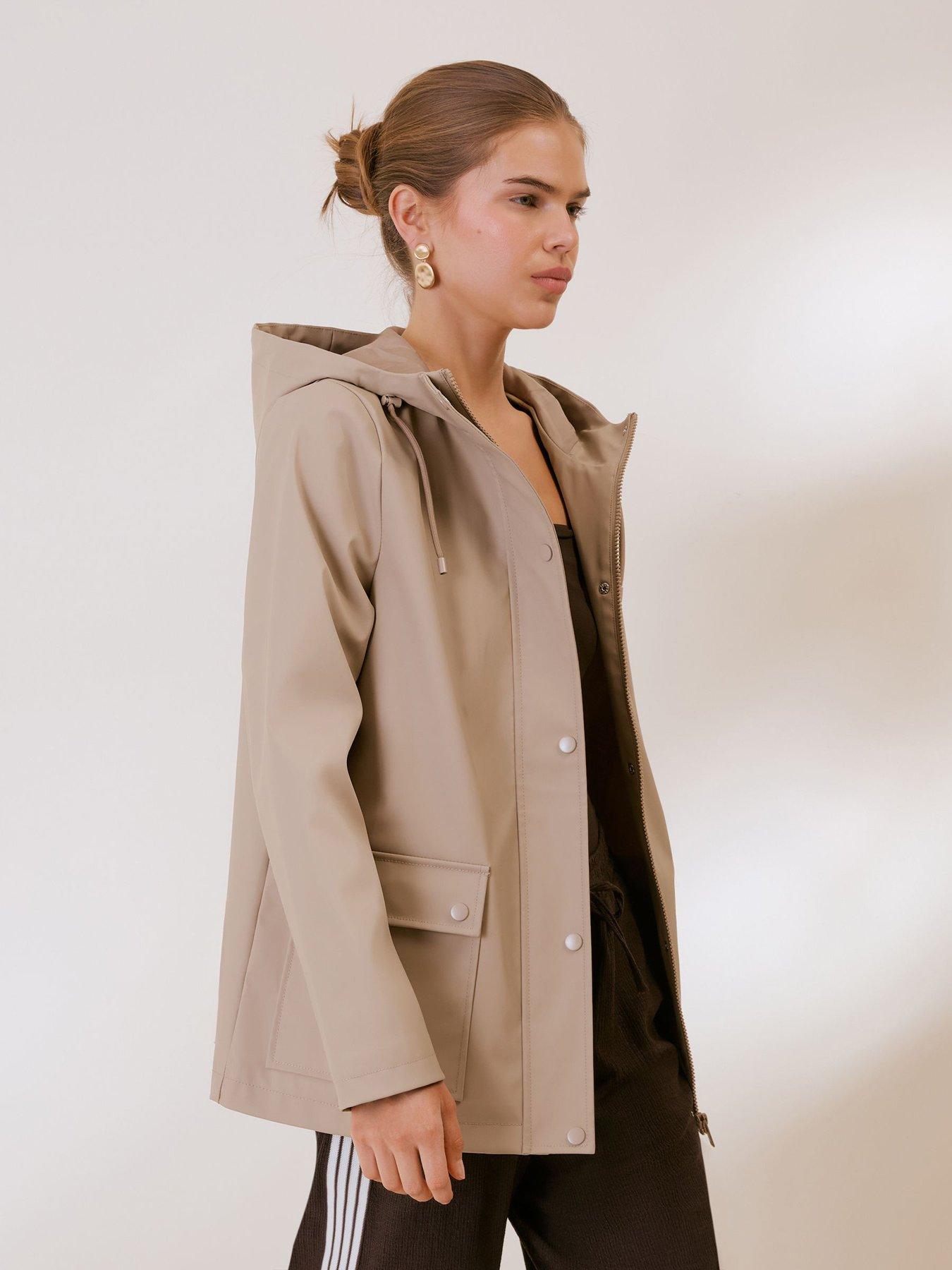Friends Like These Taupe Rubberised Short Hooded Raincoat
