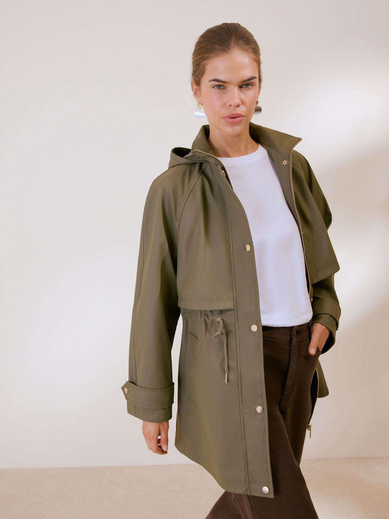 Friends Like These Olive Green Rubberised Mid Length Rain Coat