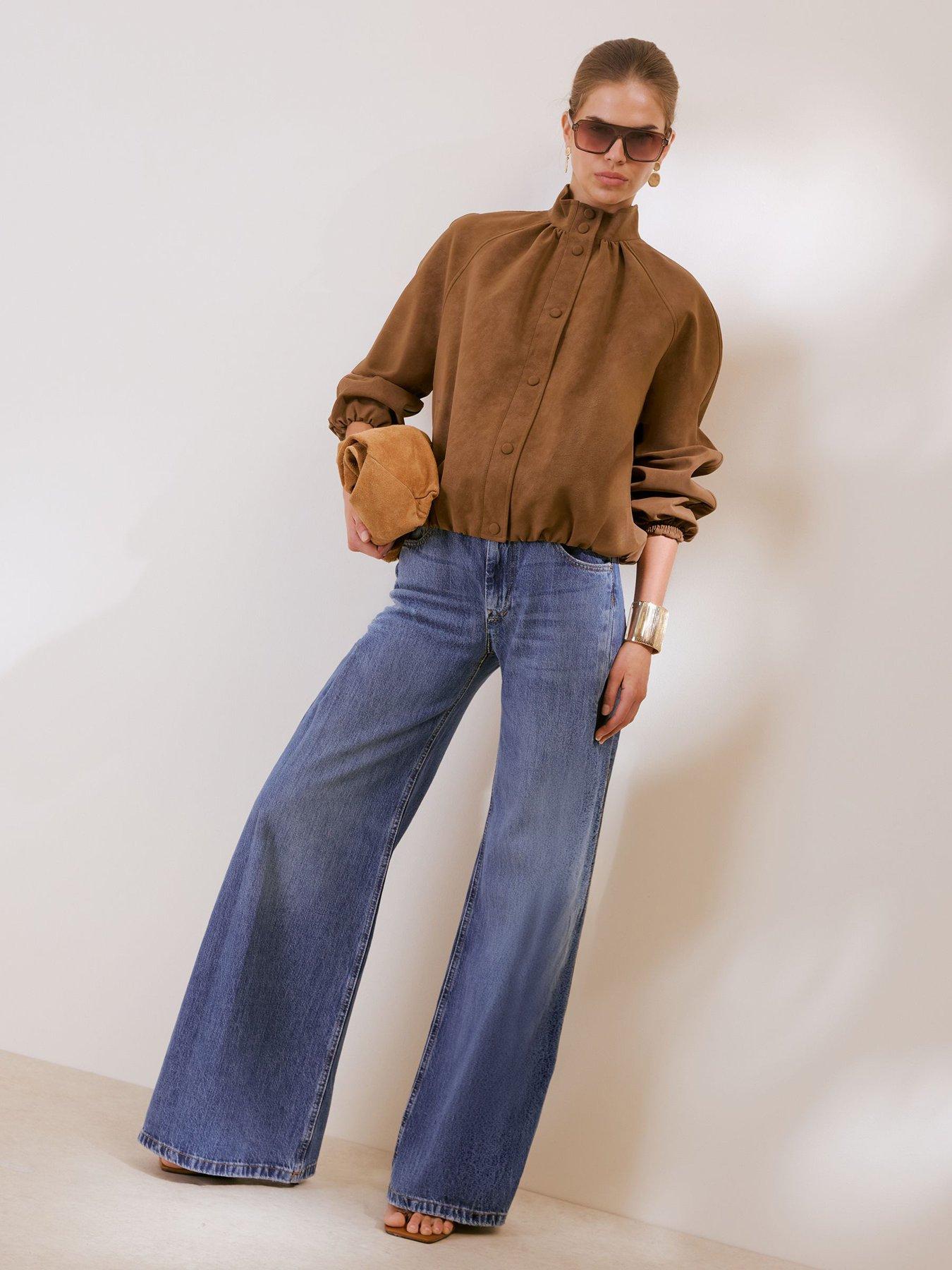 Image 3 of 4 of Friends Like These Espresso Brown Bubble Hem Funnel Neck Jacket