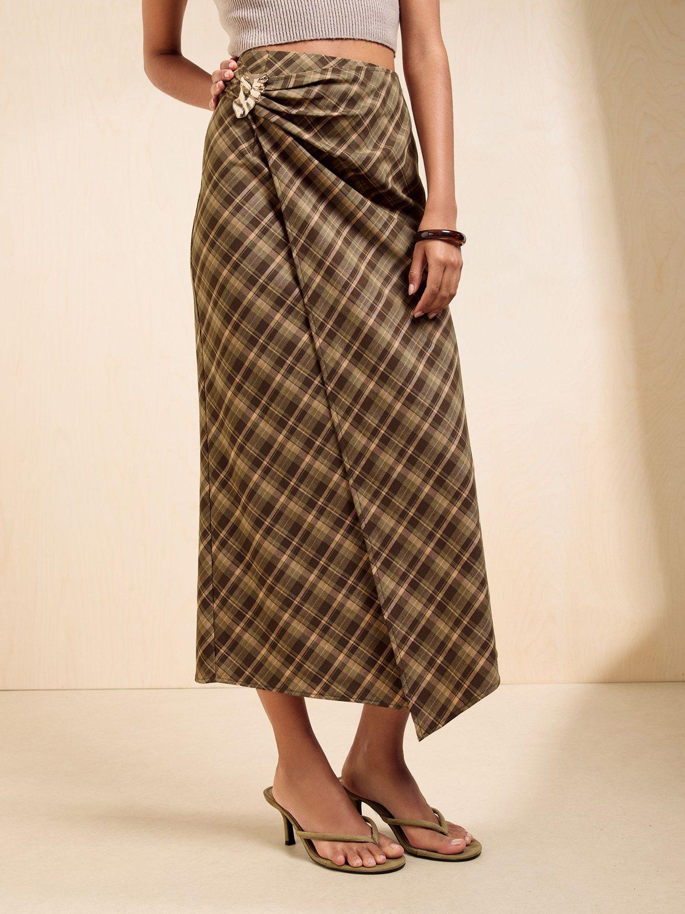 Image 1 of 5 of Friends Like These Check Wrap Midi - Green
