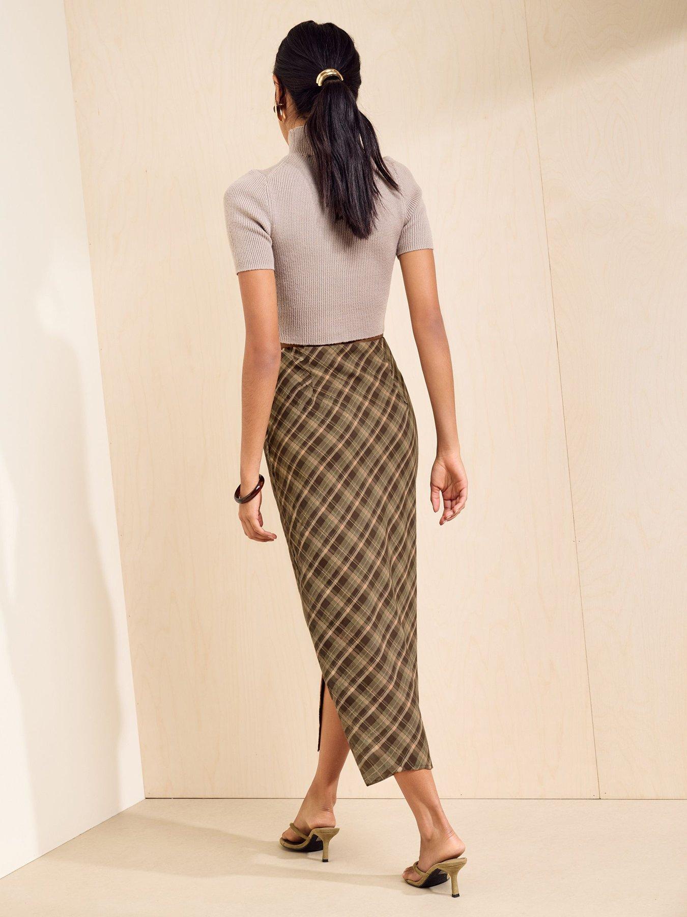 Image 2 of 5 of Friends Like These Check Wrap Midi - Green