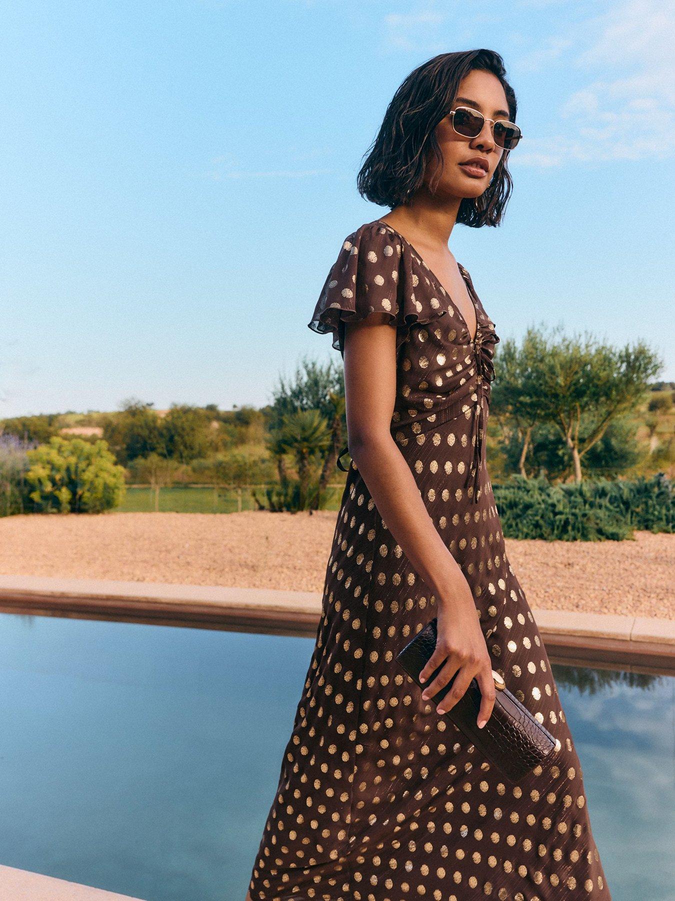 Image 2 of 5 of Friends Like These Brown Foil Spot Dress