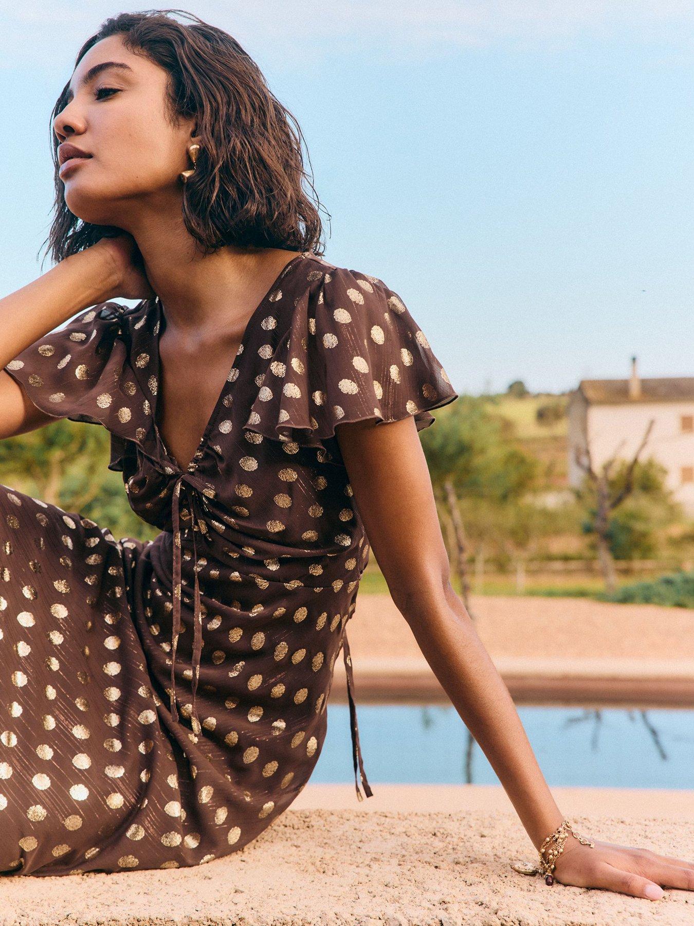 Image 5 of 5 of Friends Like These Brown Foil Spot Dress