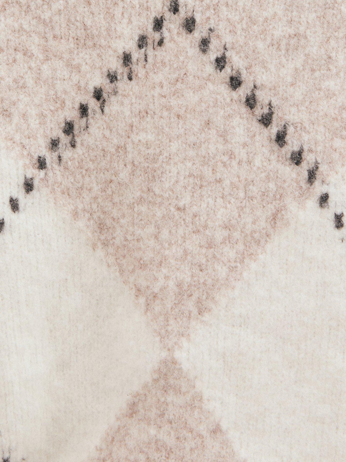 Image 5 of 5 of Pretty Lavish Womens Adelaide Argyle Fluffy Cardigan Jumper - Cream