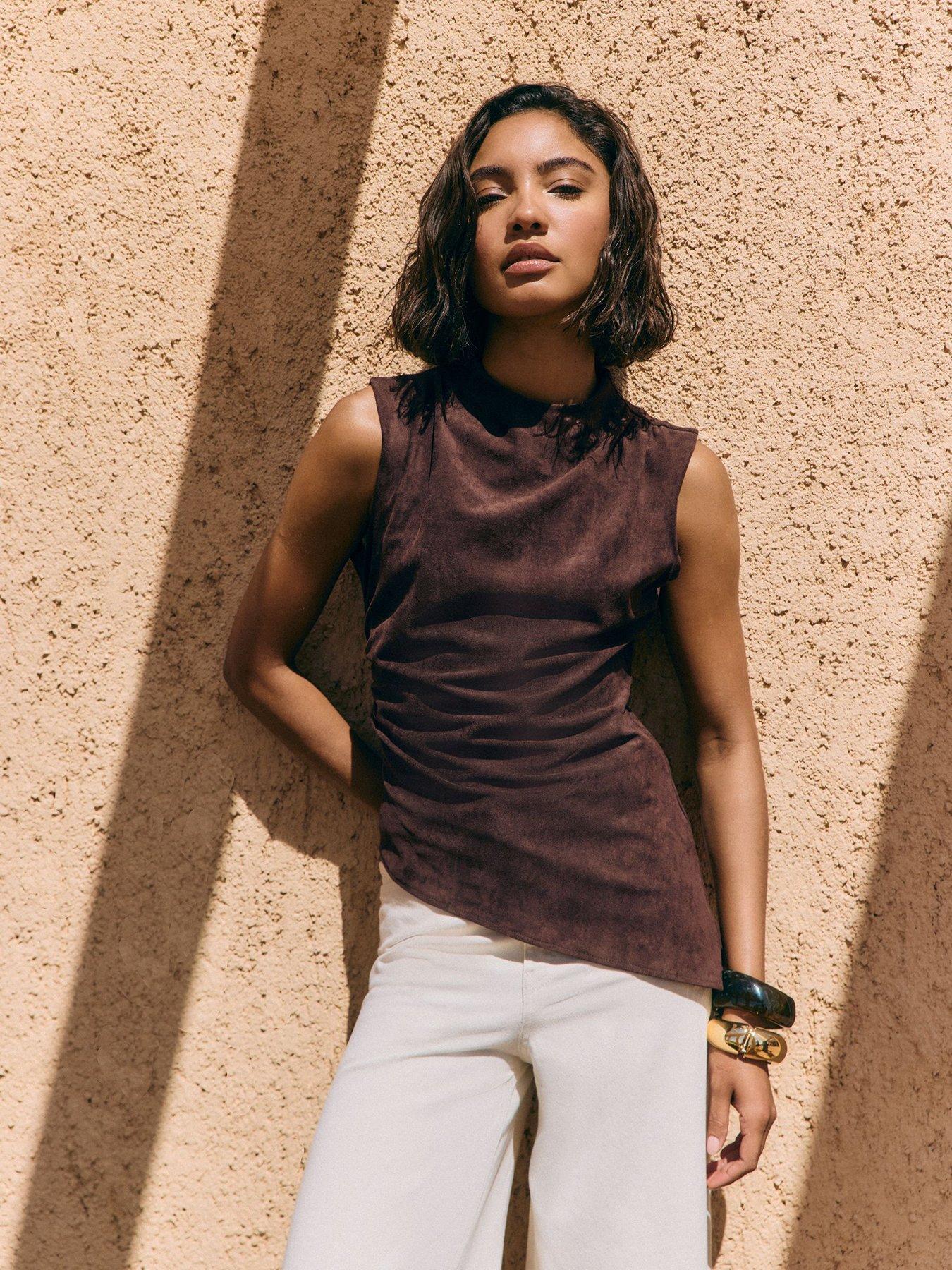 Friends Like These Burgundy Red Faux Suede Sleeveless Top