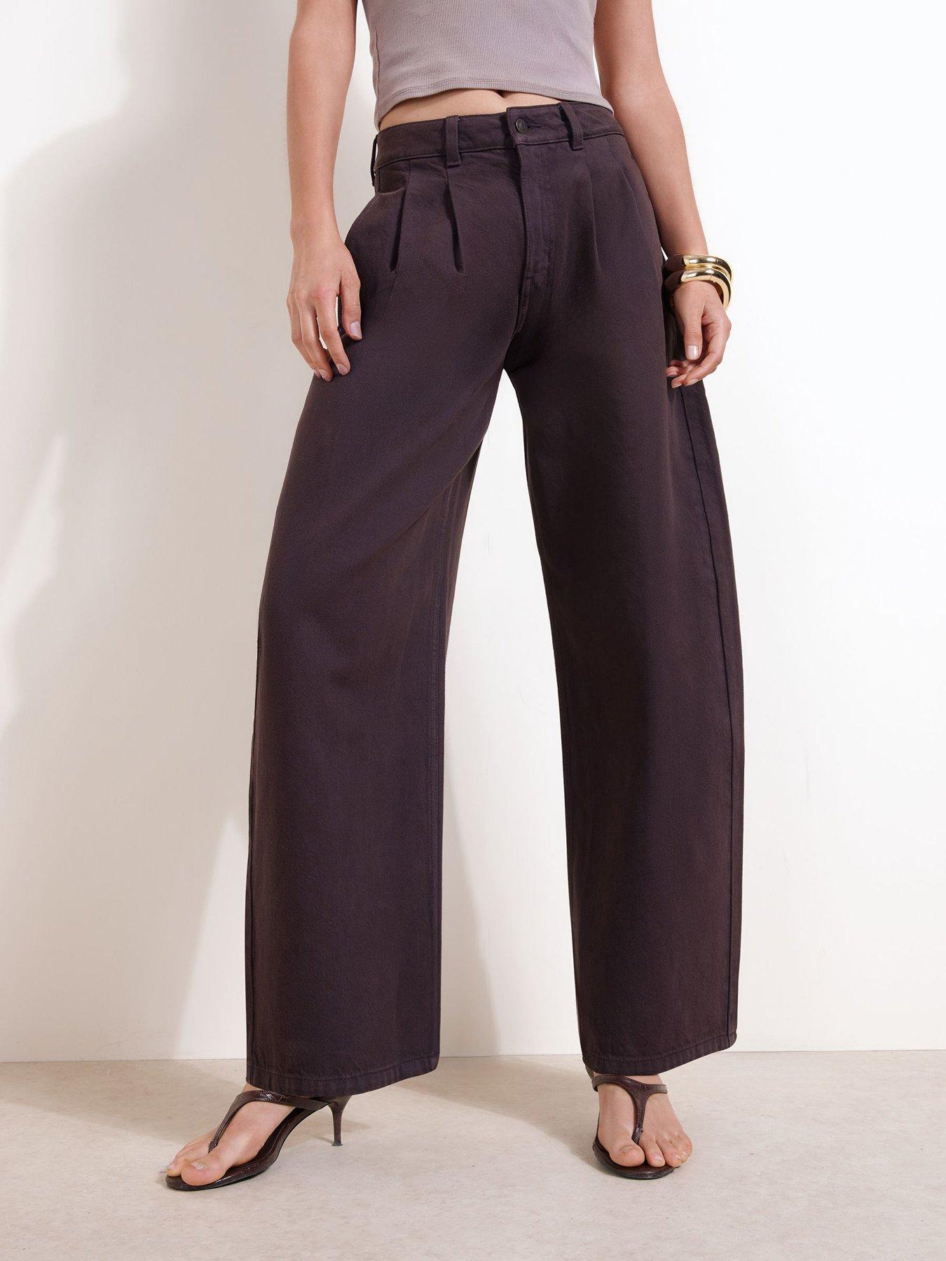 Friends Like These Berry Red High Waisted Pleated Wide Leg Barrel Denim Jeans