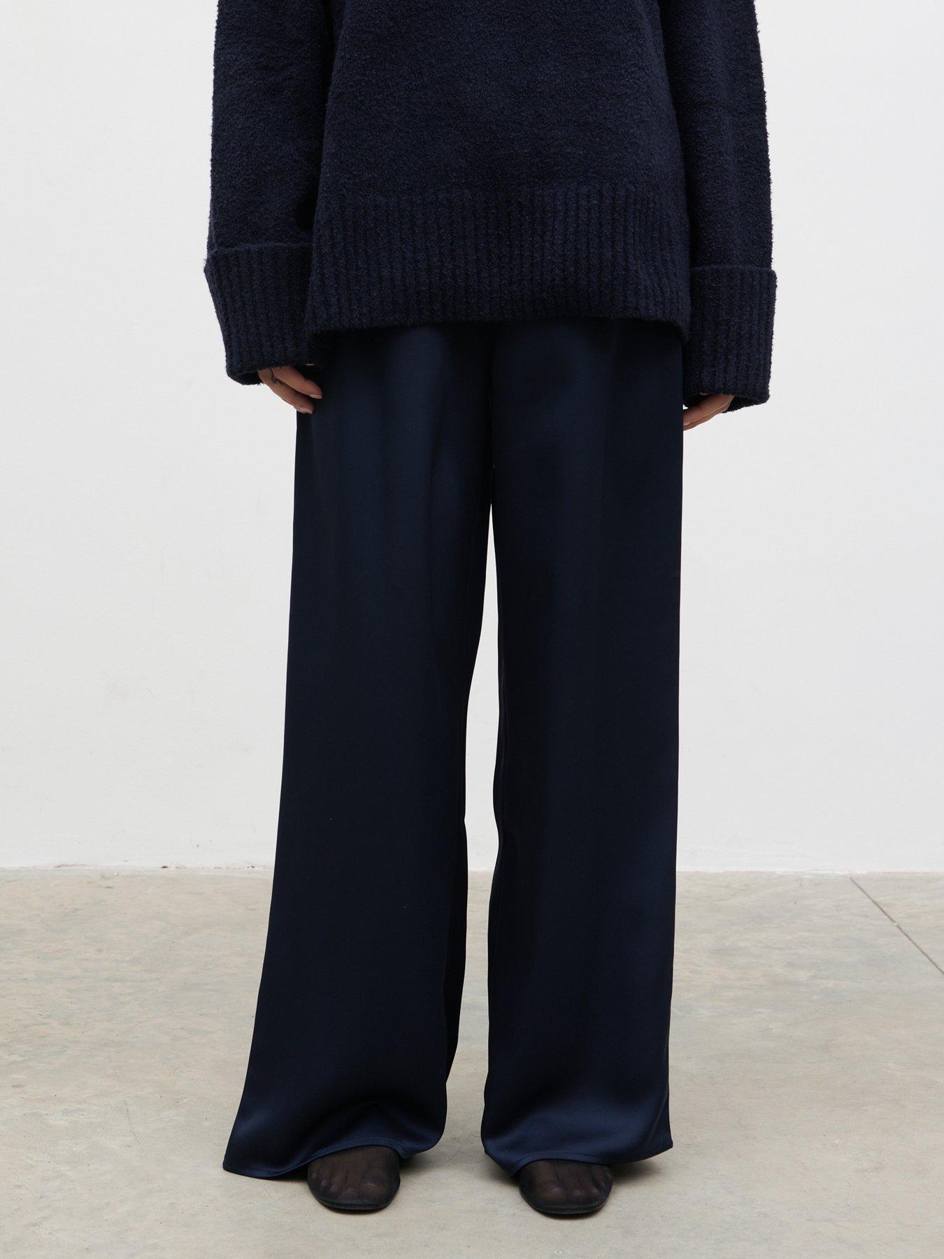 Image 1 of 3 of Pretty Lavish Womens Breya Drawstring Wide Leg Trousers - Navy