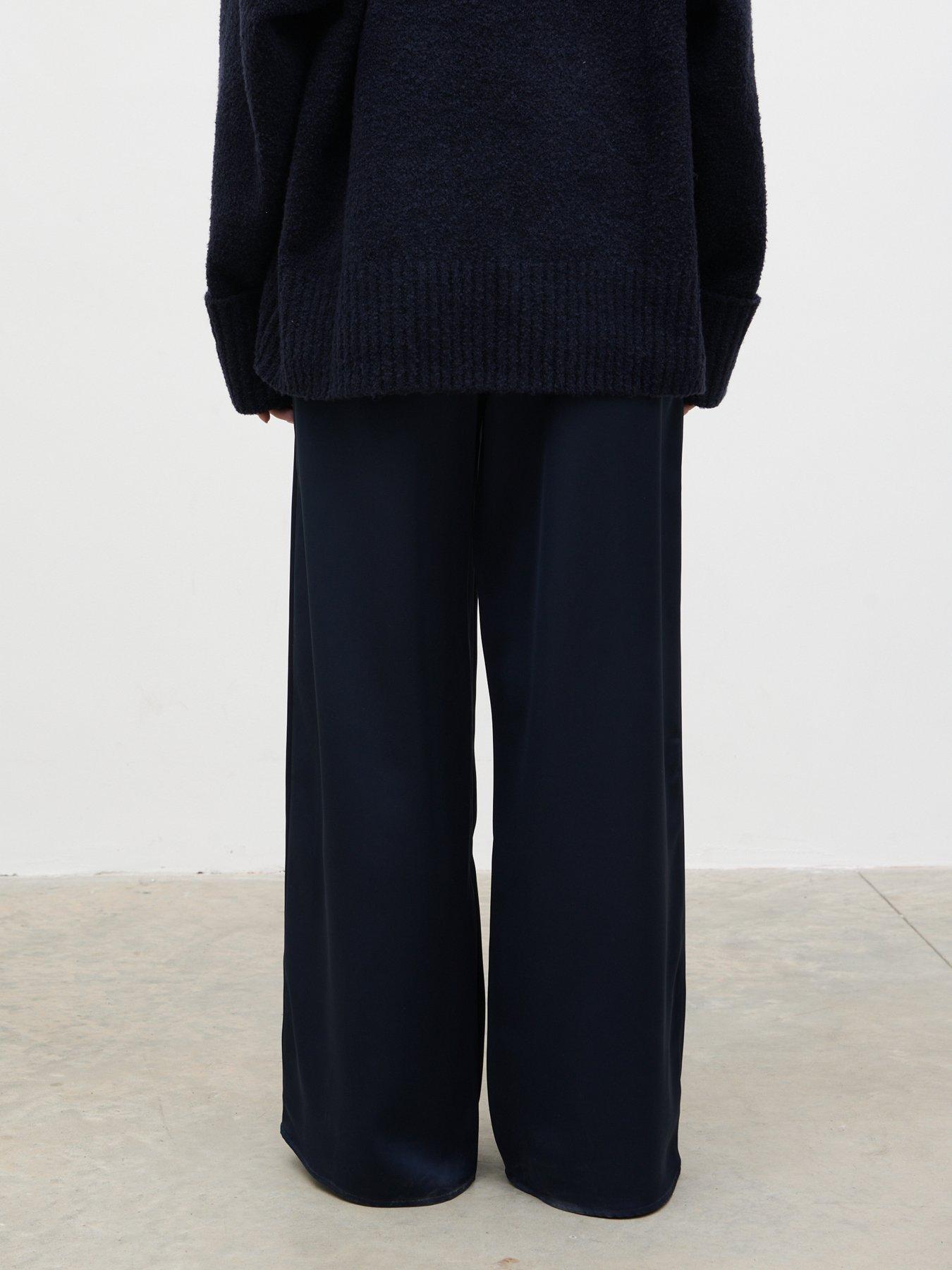Image 2 of 3 of Pretty Lavish Womens Breya Drawstring Wide Leg Trousers - Navy