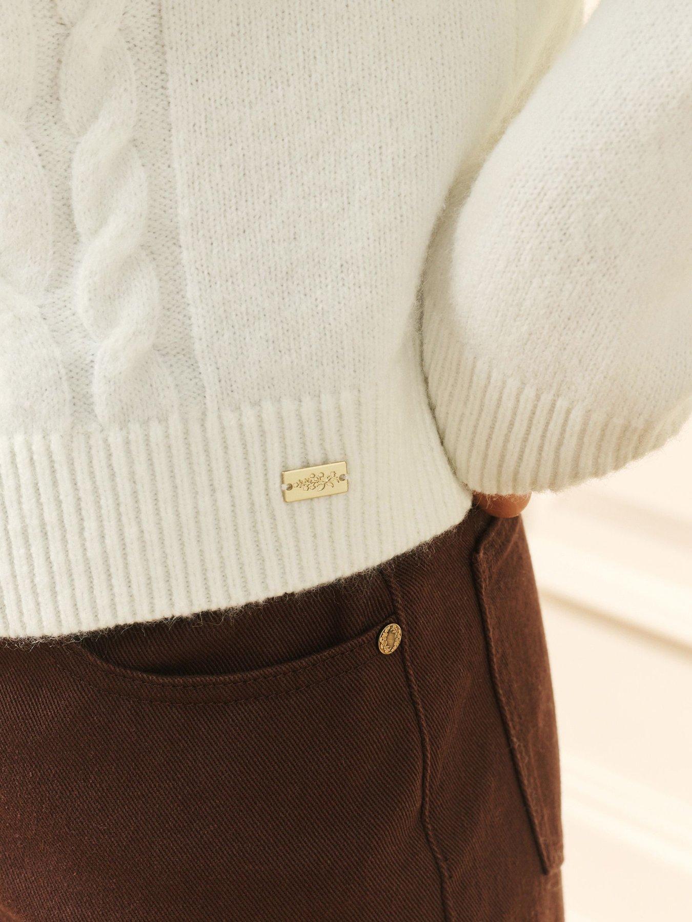 Image 4 of 7 of Laura Ashley Cream Cable Knit Cardigan