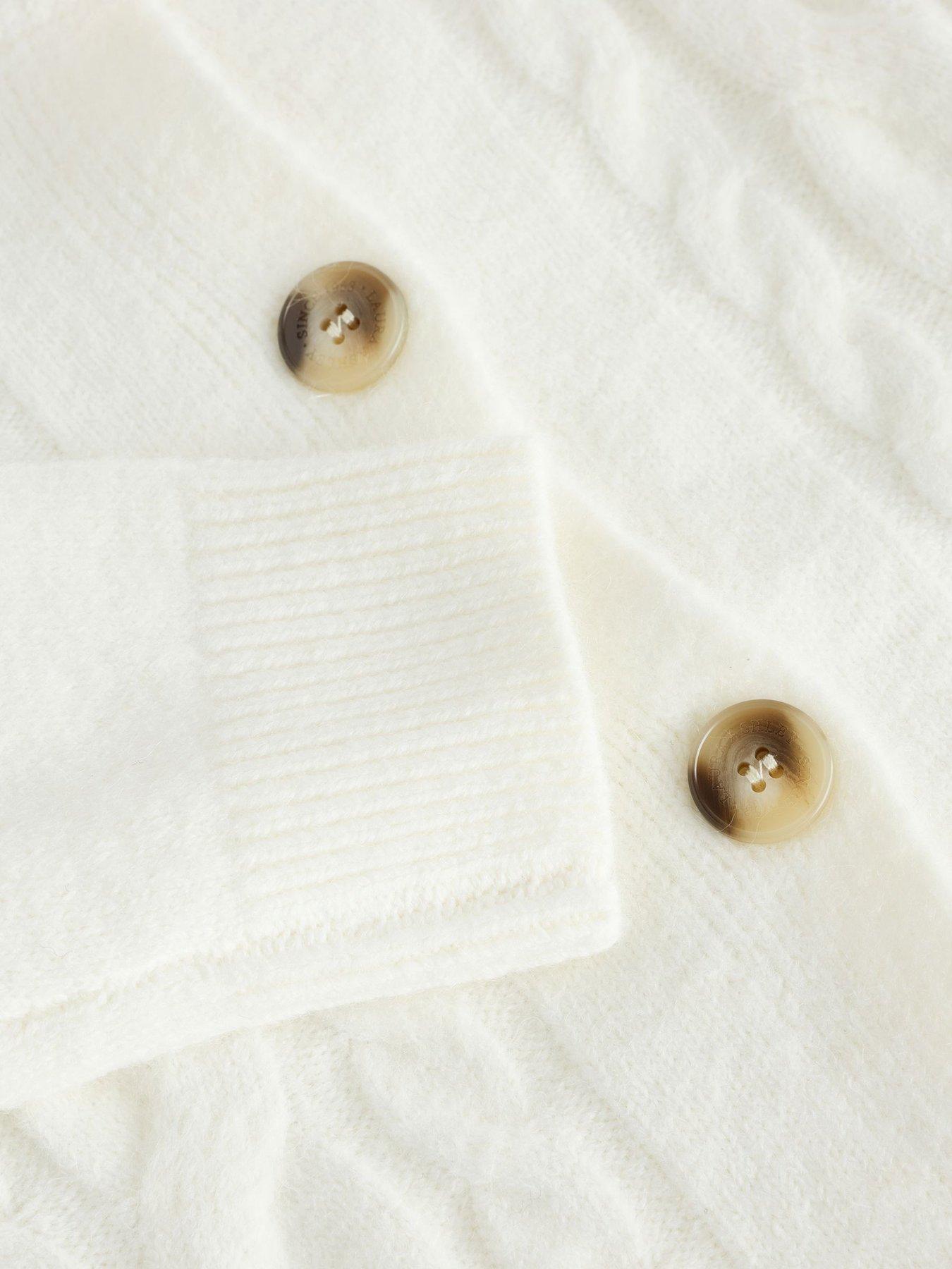 Image 6 of 7 of Laura Ashley Cream Cable Knit Cardigan