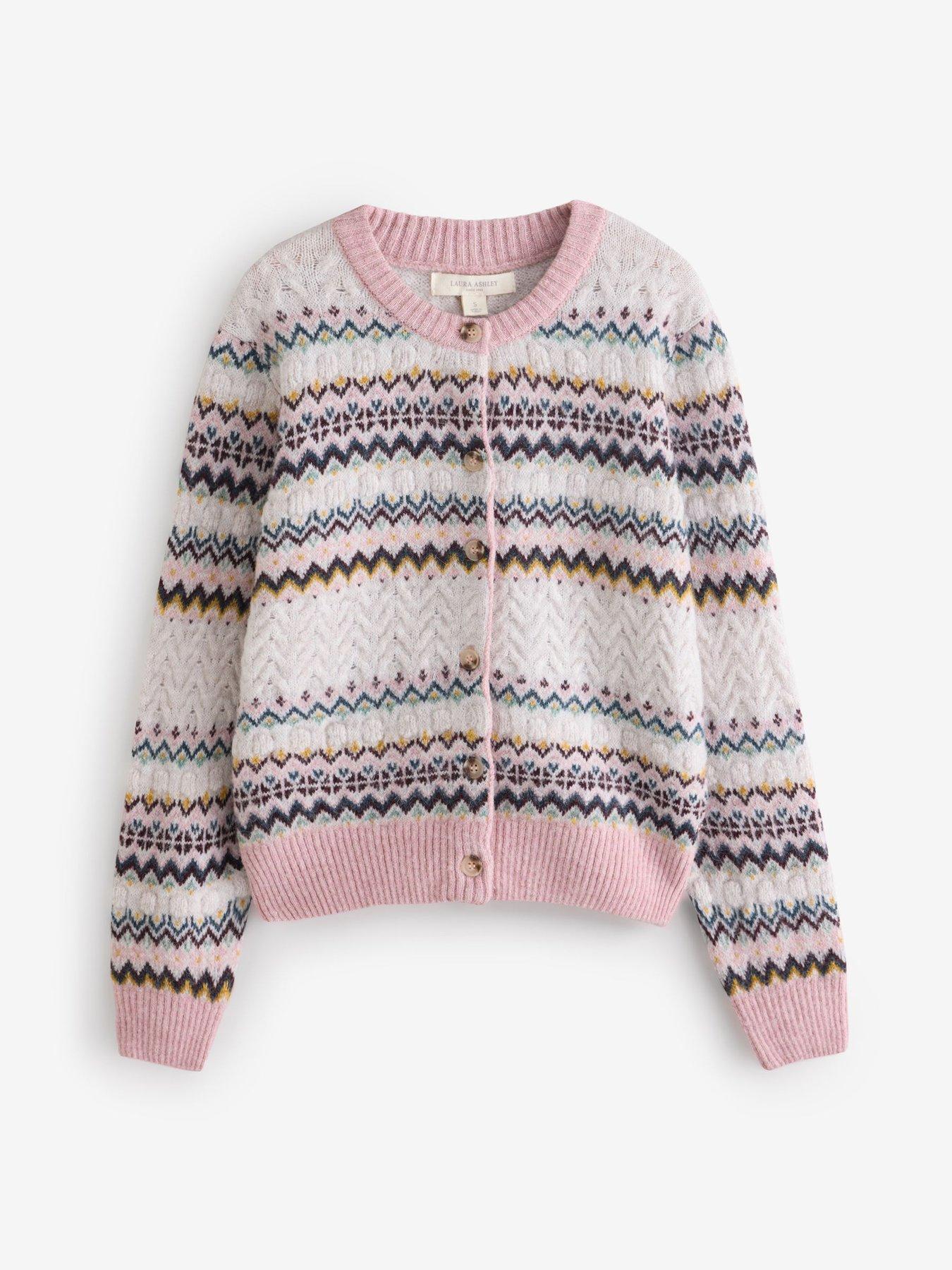Image 4 of 5 of Laura Ashley Pink Cable Knit Cardigan