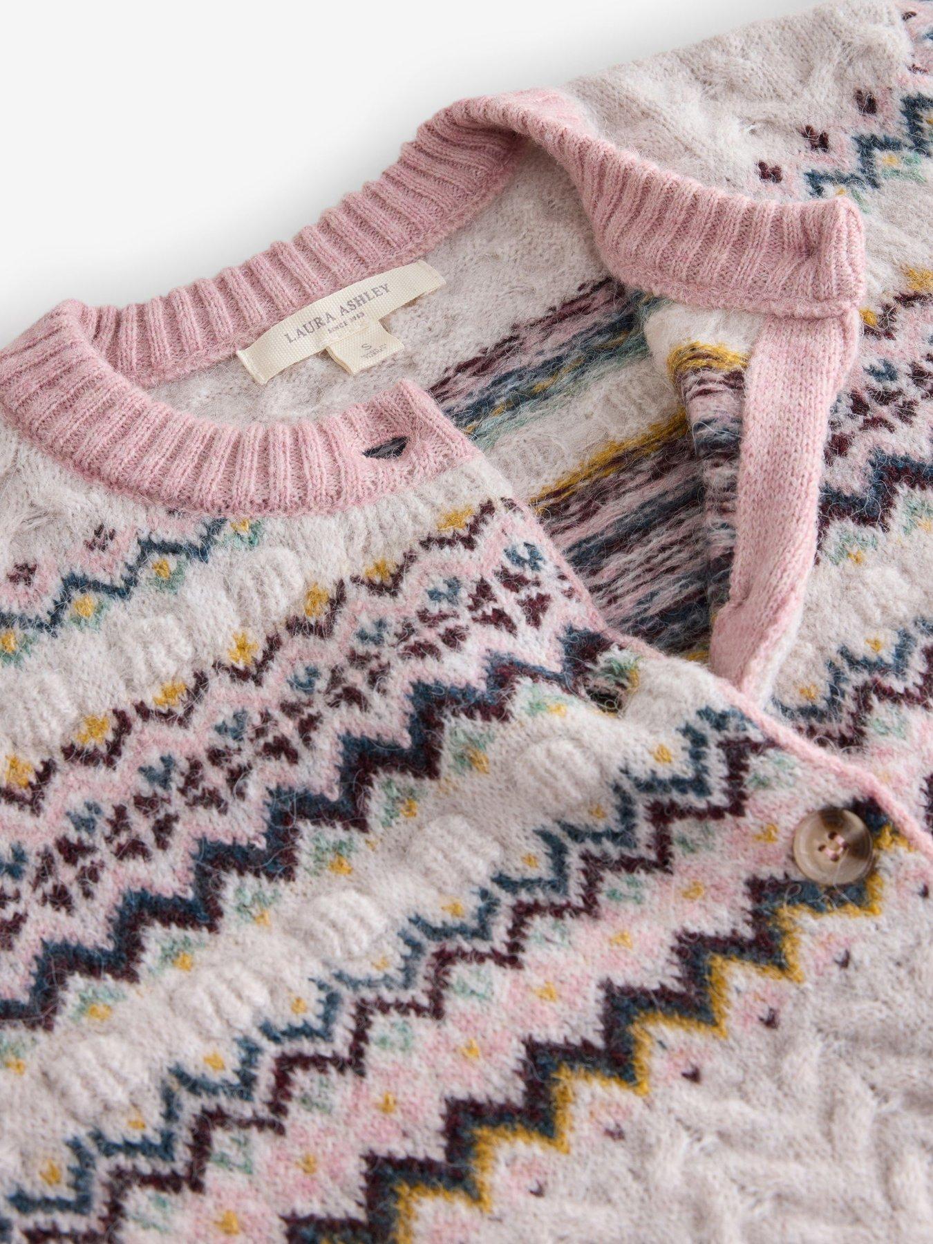 Image 5 of 5 of Laura Ashley Pink Cable Knit Cardigan