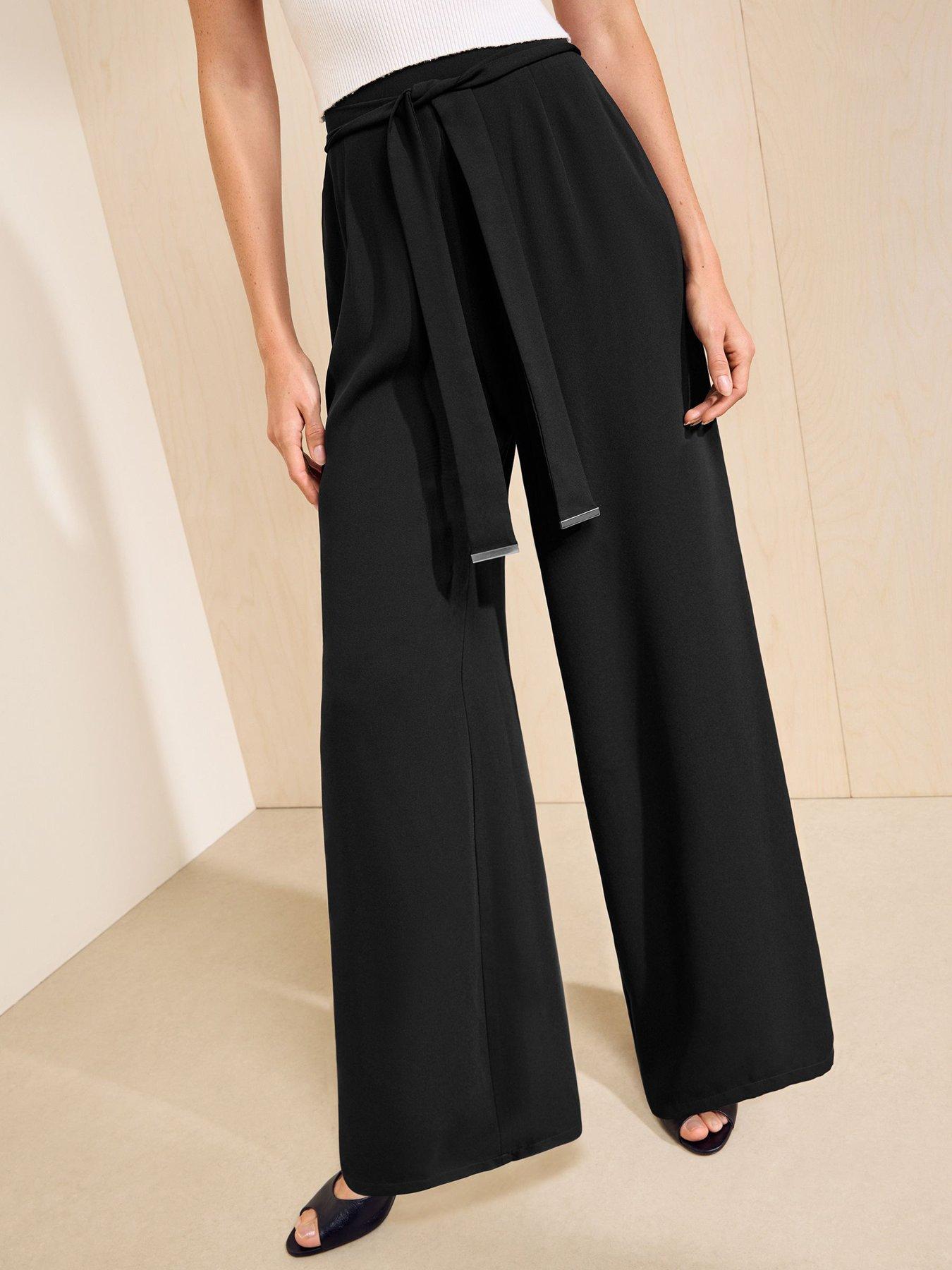 Friends Like These Black Tie Waisted Wide Leg Trousers