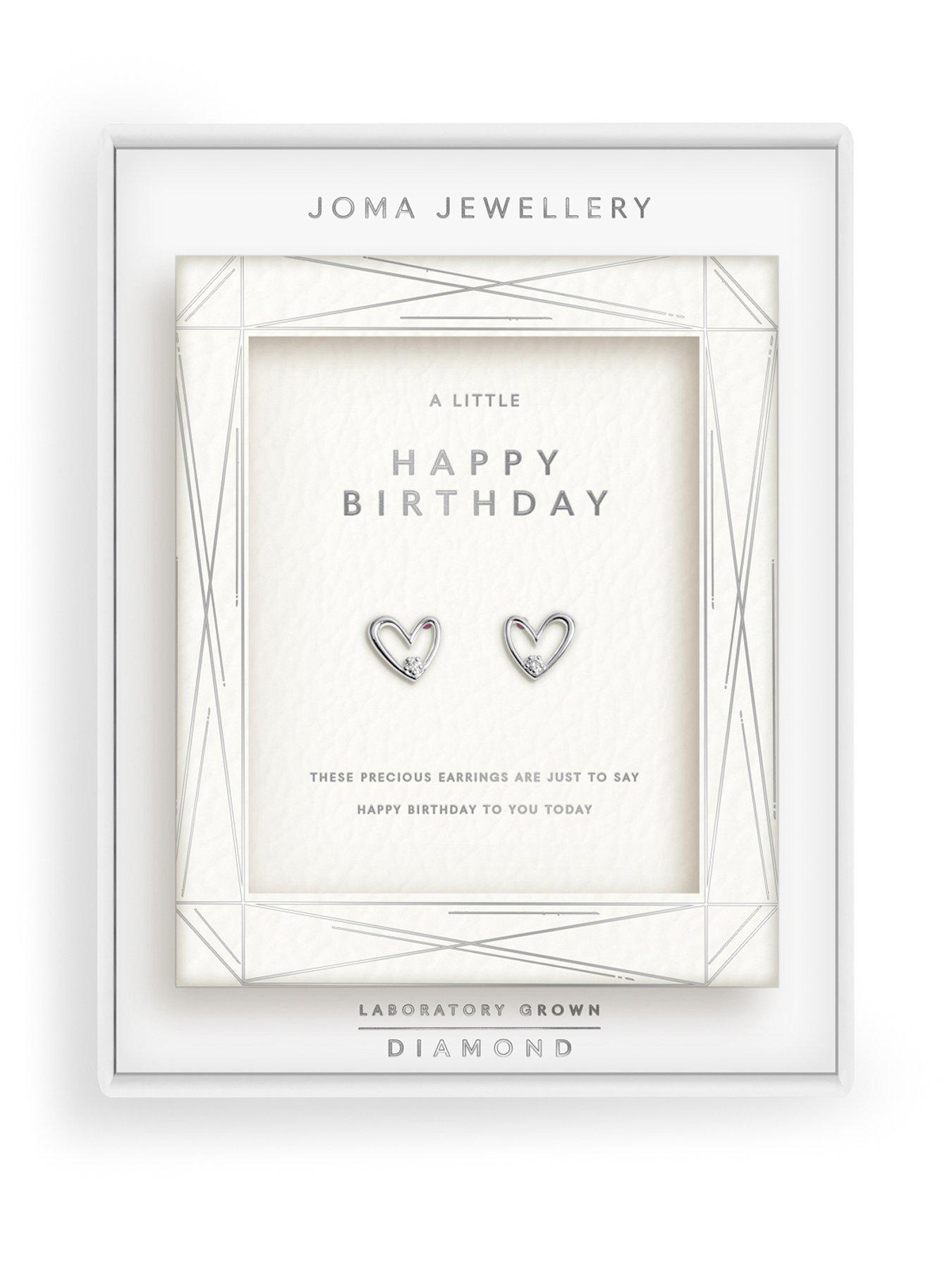 Joma Jewellery LABORATORY GROWN DIAMOND A LITTLE EARRINGS | HAPPY BIRTHDAY | Silver Plated | Stud Earrings