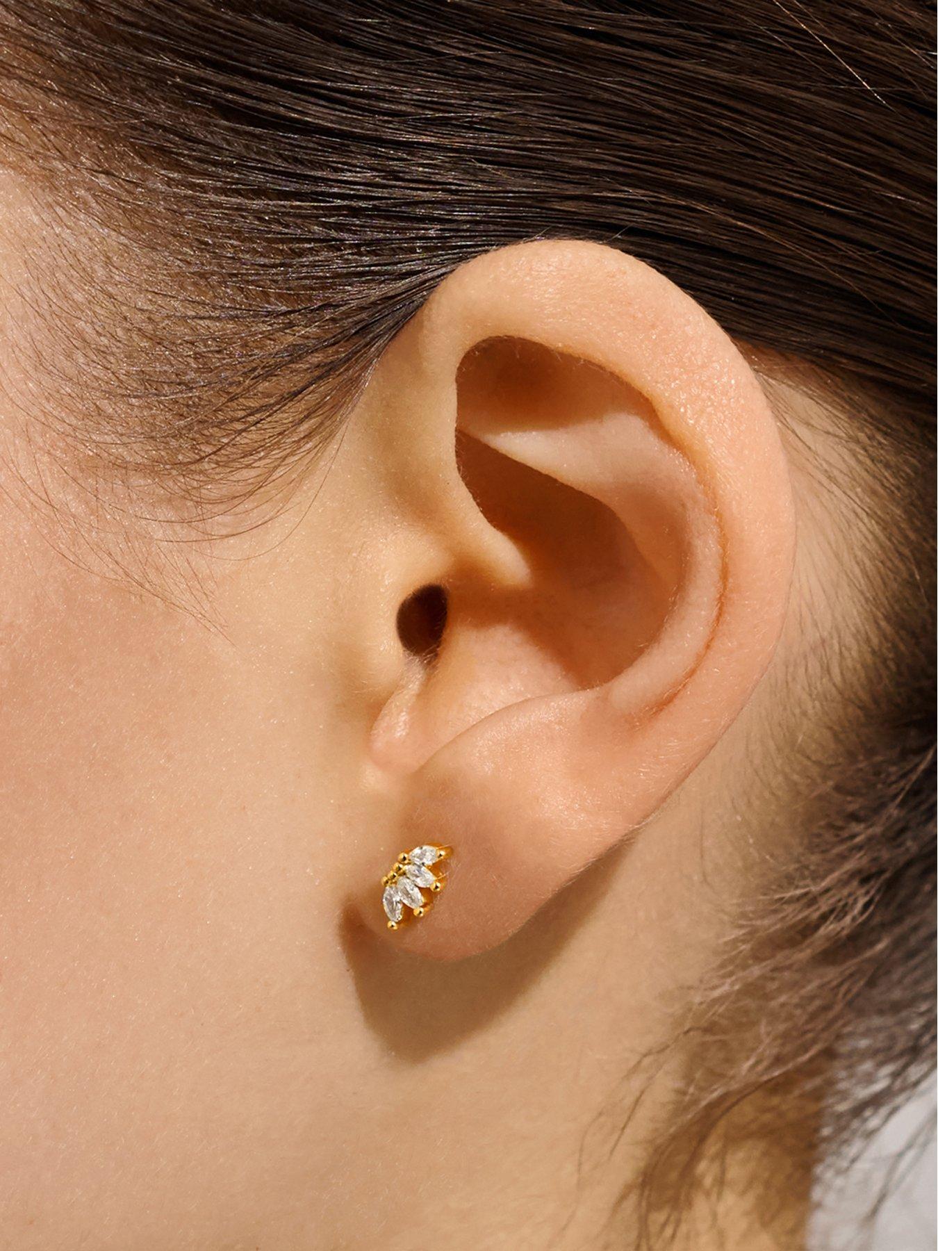 Image 2 of 6 of Joma Jewellery Moments To Shine Sparkle Stud Earrings - Gold plated