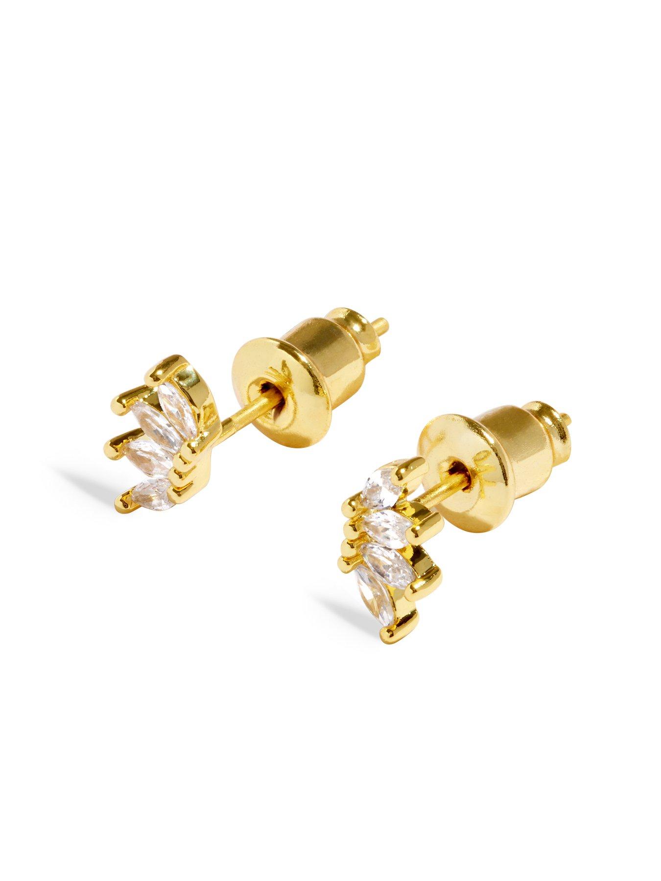 Image 3 of 6 of Joma Jewellery Moments To Shine Sparkle Stud Earrings - Gold plated