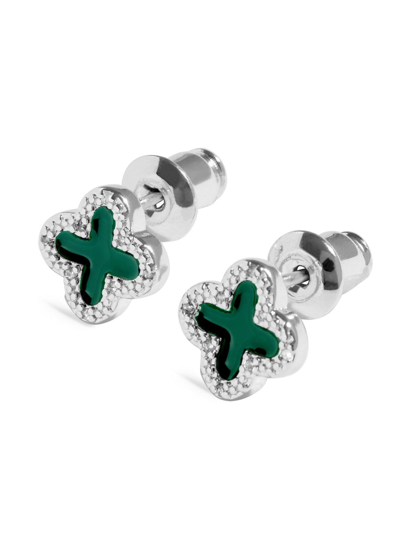 Image 4 of 6 of Joma Jewellery Moments To Shine Lucky Stud Earrings - Silver-plated