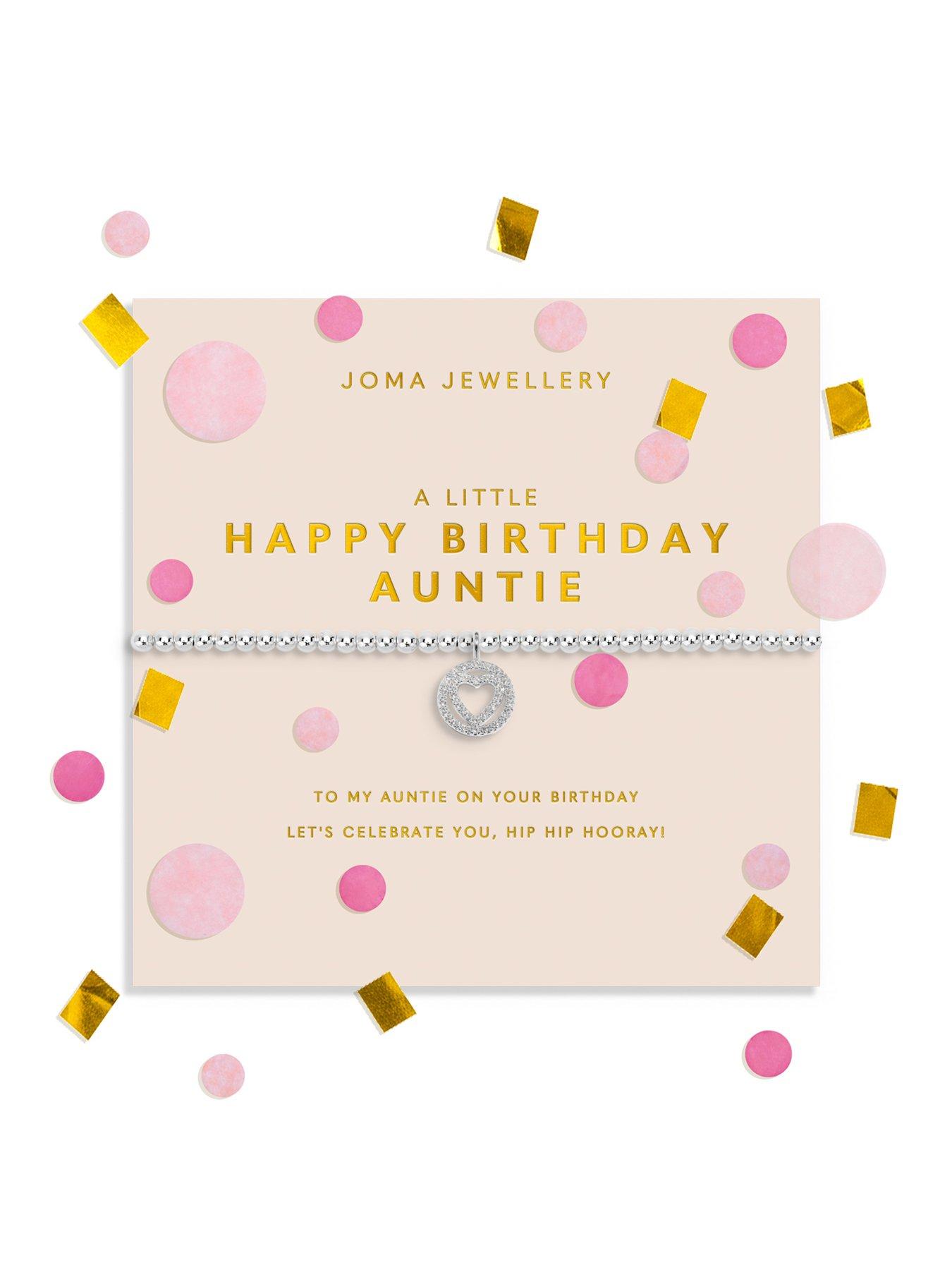Joma Jewellery Confetti A Little Happy Birthday Auntie Bracelet - Silver-plated
