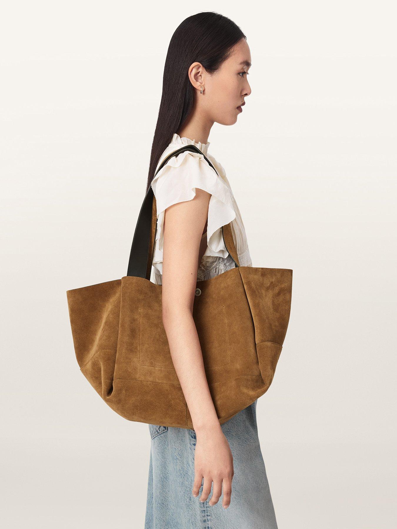 Image 2 of 5 of AllSaints Rosalie Large Suede Tote Bag - Brown