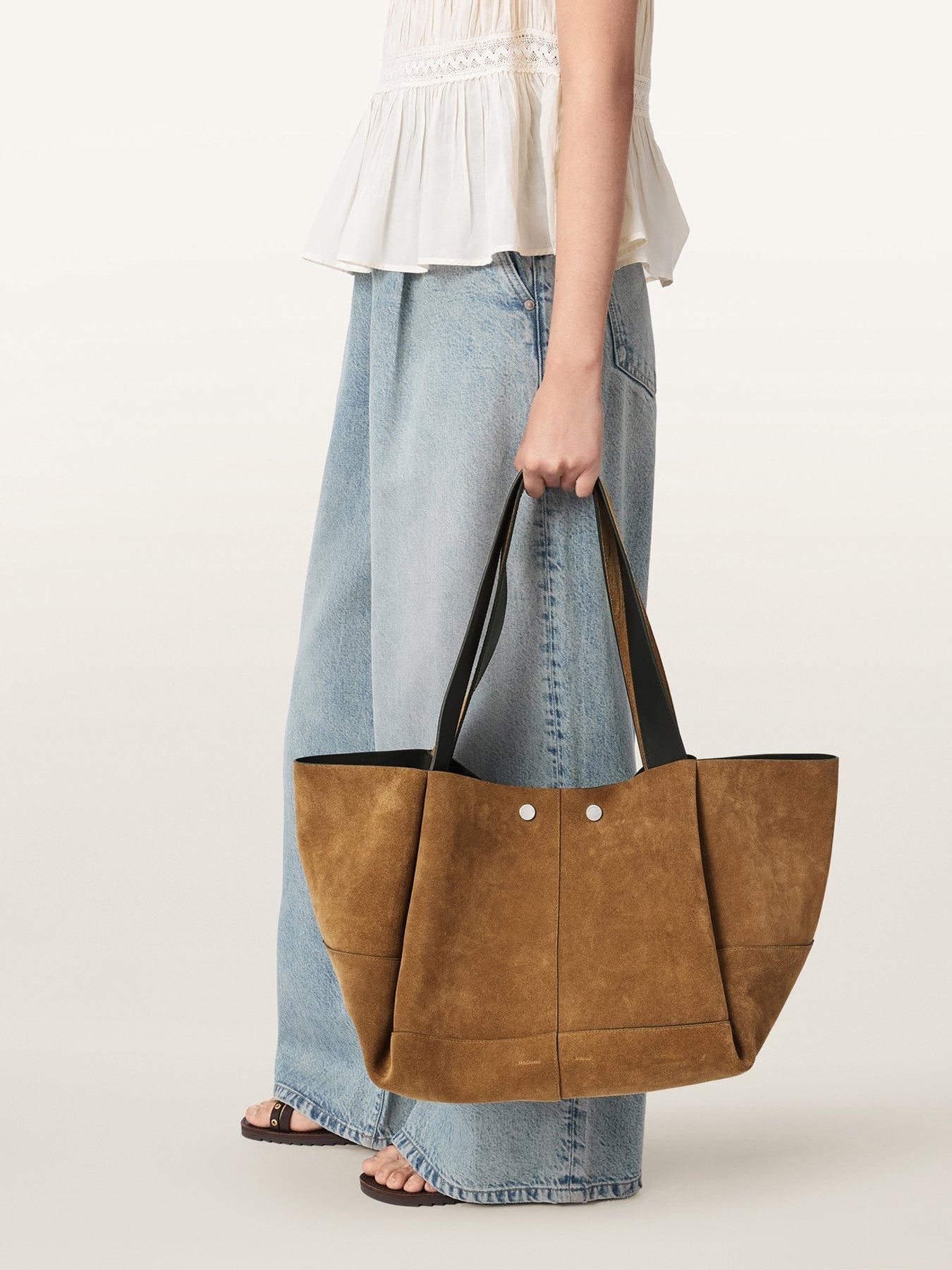 Image 4 of 5 of AllSaints Rosalie Large Suede Tote Bag - Brown