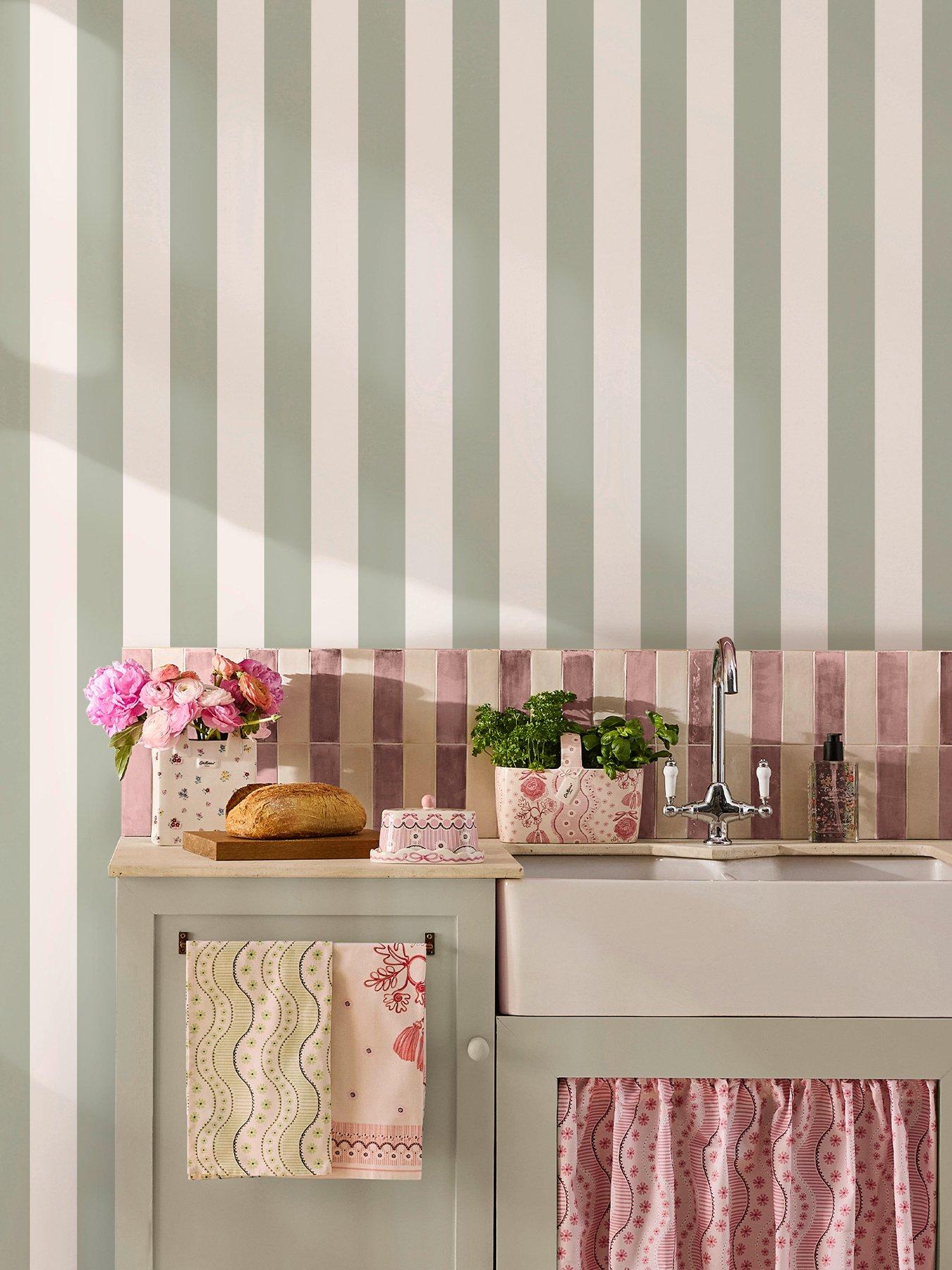 Cath Kidston Canopy Stripe Sage Wallpaper