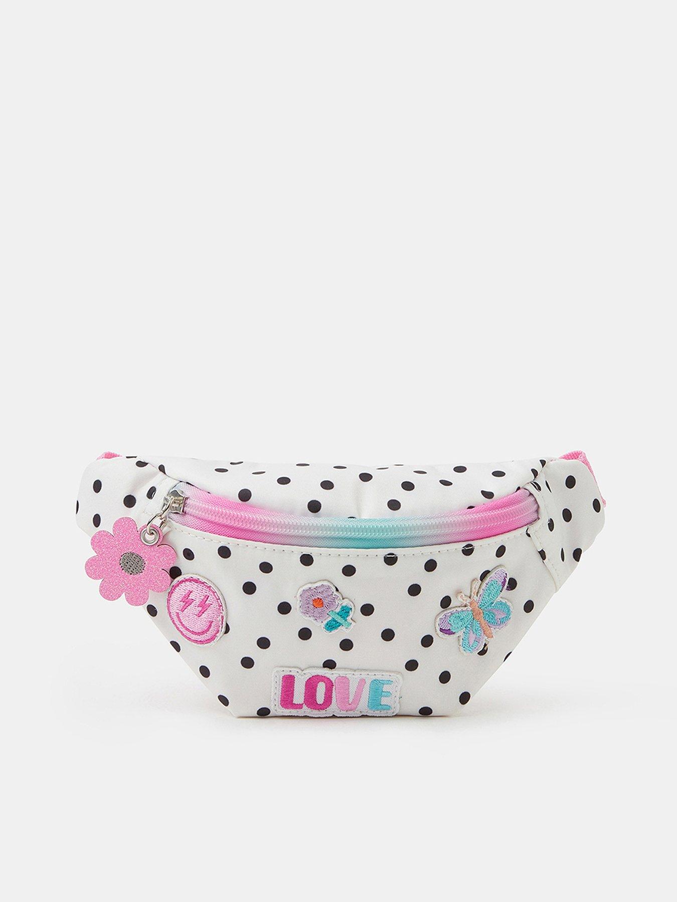 Accessorize Girls Spotty Badge Belt Bag - White