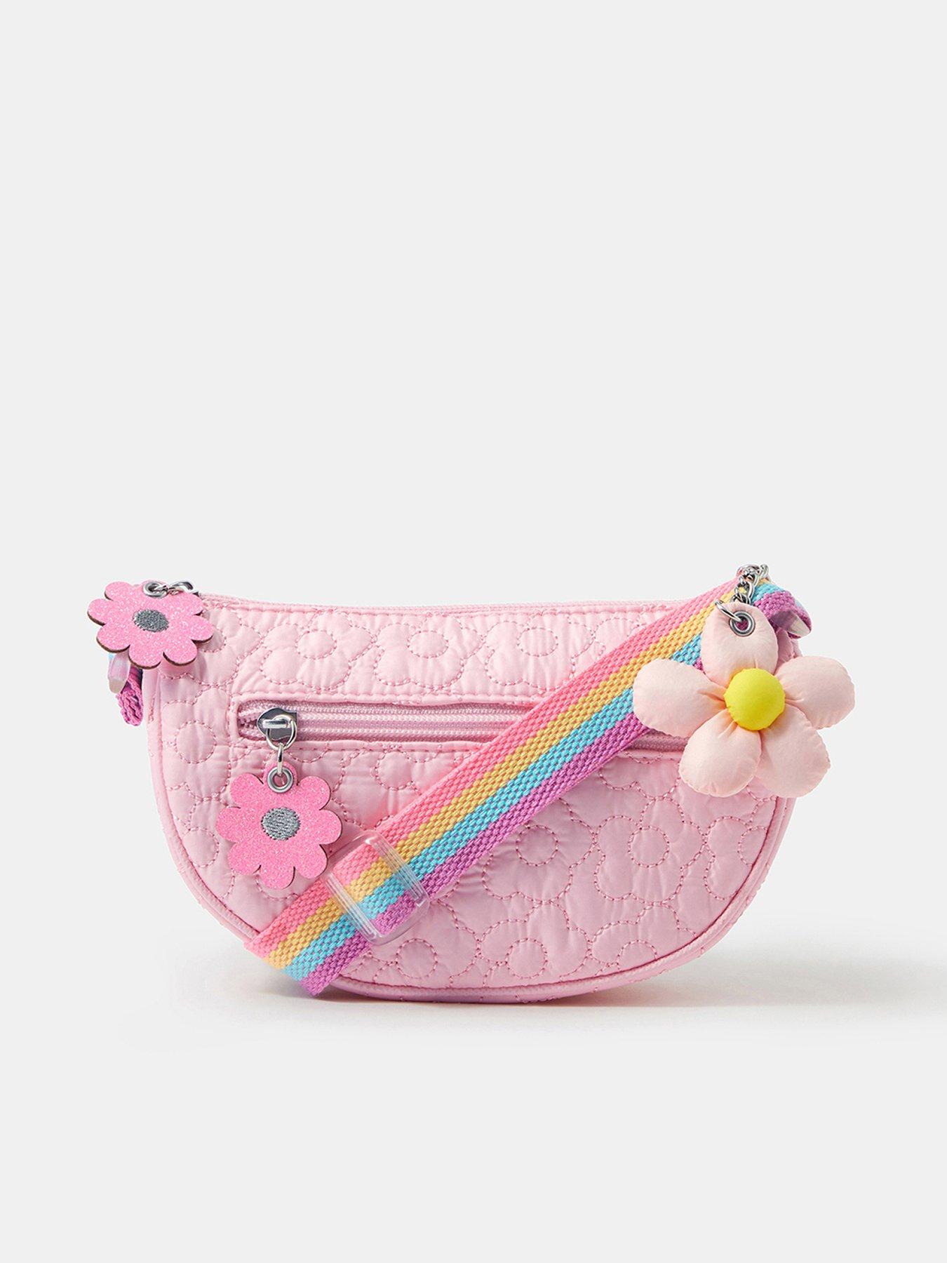 Accessorize Girls Flower Quilted Cross Body Bag - Pink