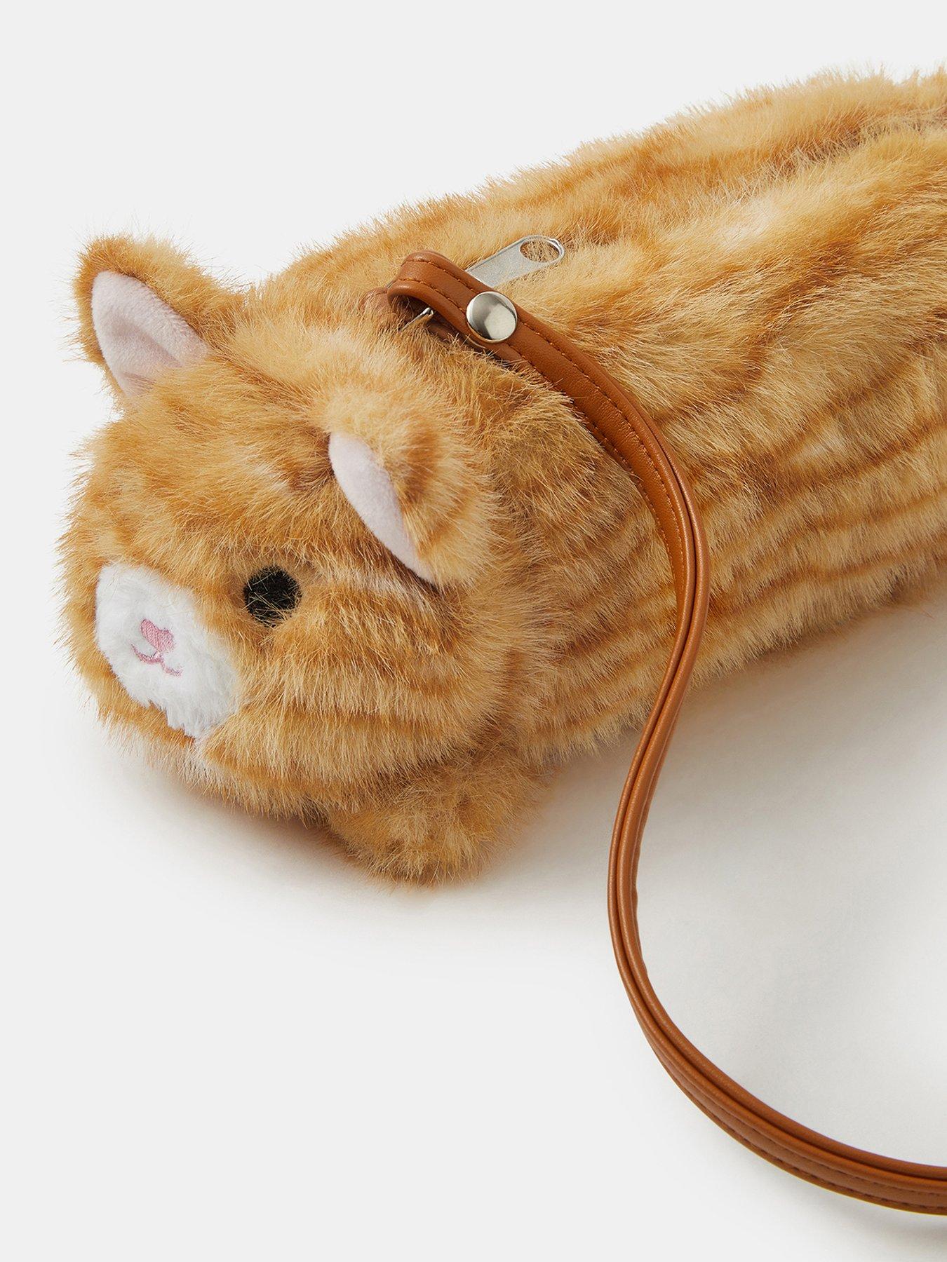 Image 4 of 4 of Accessorize Girls Furry Cat Cross Body Bag - Orange