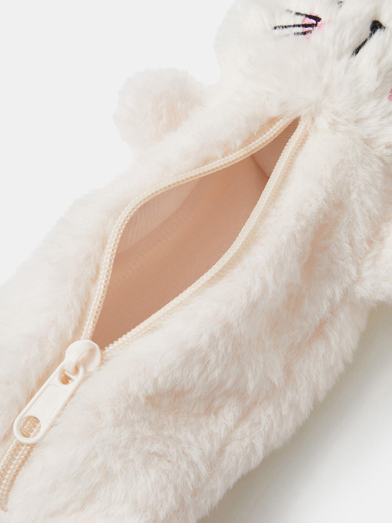 Image 3 of 4 of Accessorize Girls Cute Cat Fluffy Pencil Case - Cream
