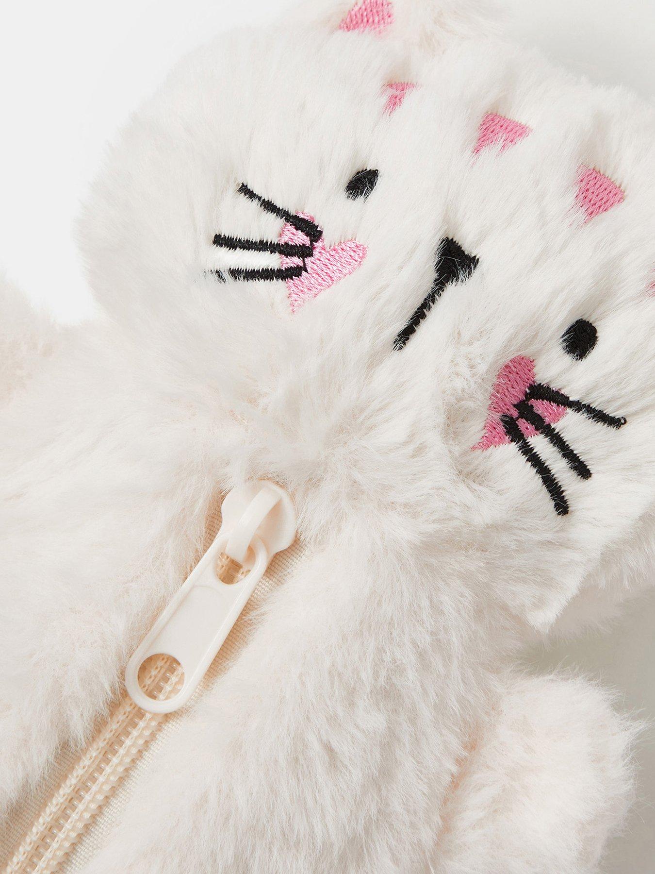 Image 4 of 4 of Accessorize Girls Cute Cat Fluffy Pencil Case - Cream
