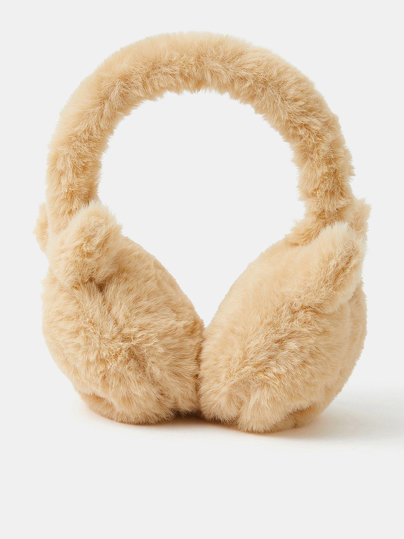 Image 1 of 2 of Accessorize Girls Cat Ears Plush Earmuffs - Beige
