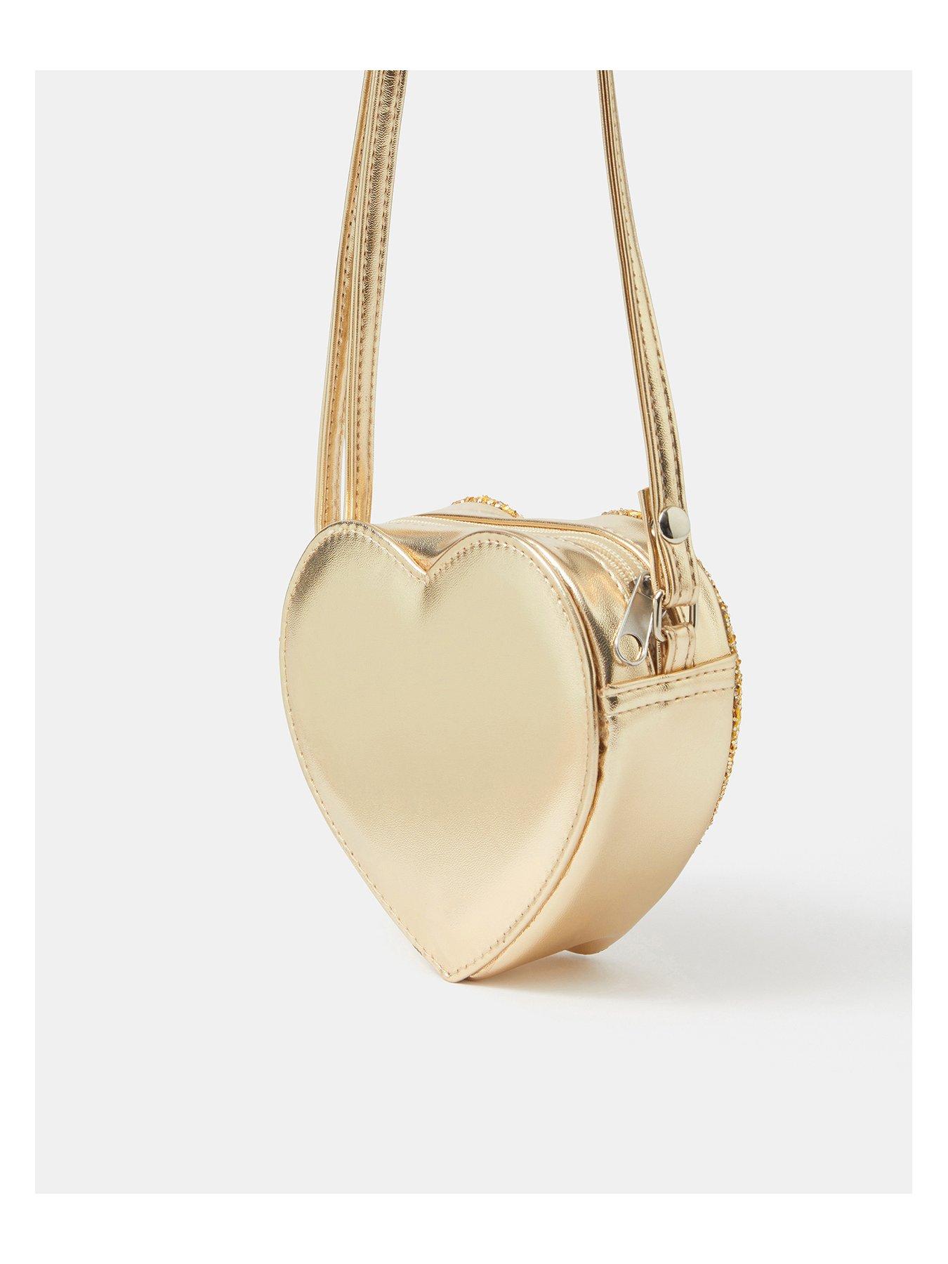 Image 2 of 4 of Accessorize Girls Glitter Heart Crossbody Bag - Gold