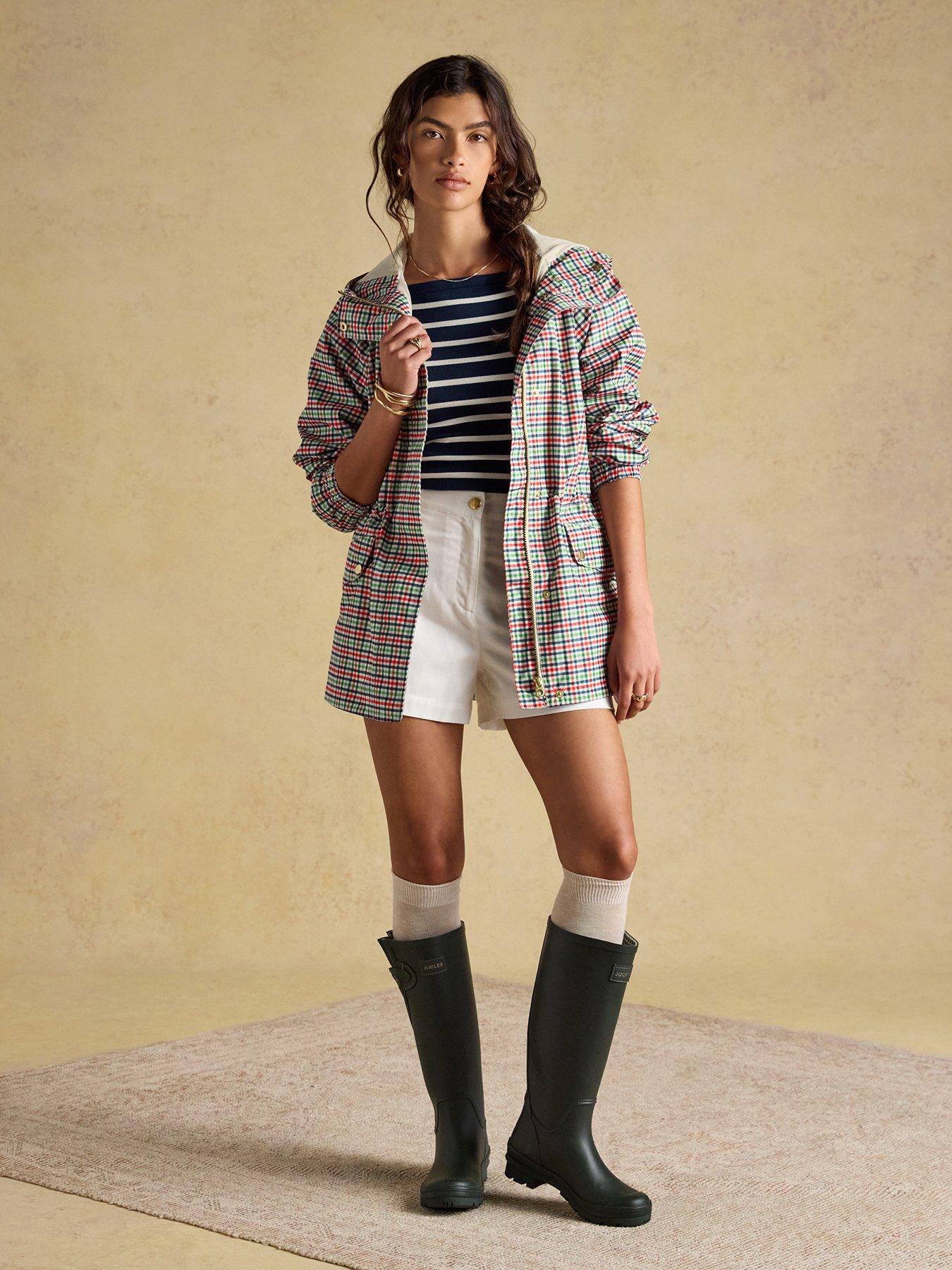 Image 3 of 7 of Joules Women's Hooded Check Showerproof Jacket - Multi