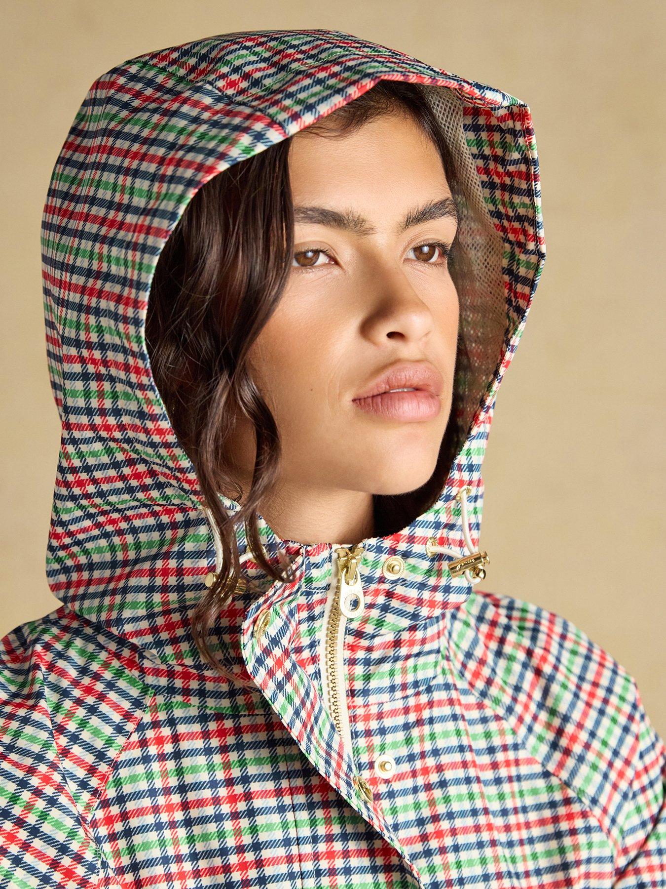 Image 4 of 7 of Joules Women's Hooded Check Showerproof Jacket - Multi